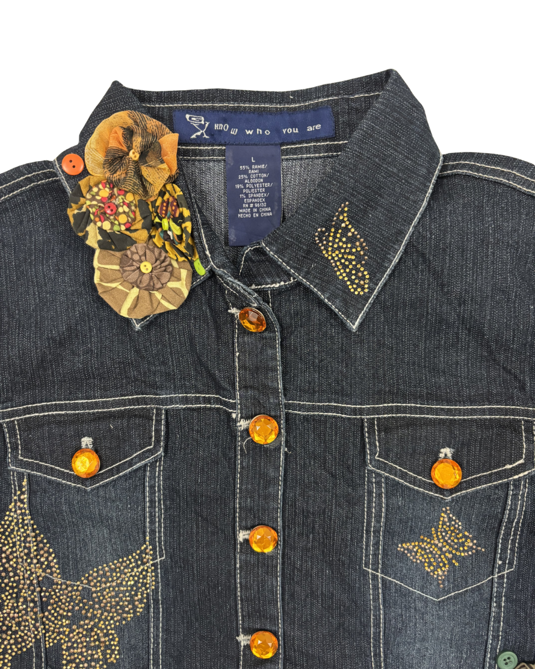 Know Who You Are with Butterfly Rhinestones Denim Jacket - M