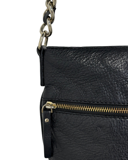 Kate Spade Black Pebbled Leather Convertible with Silver Chain Shoulder Bag