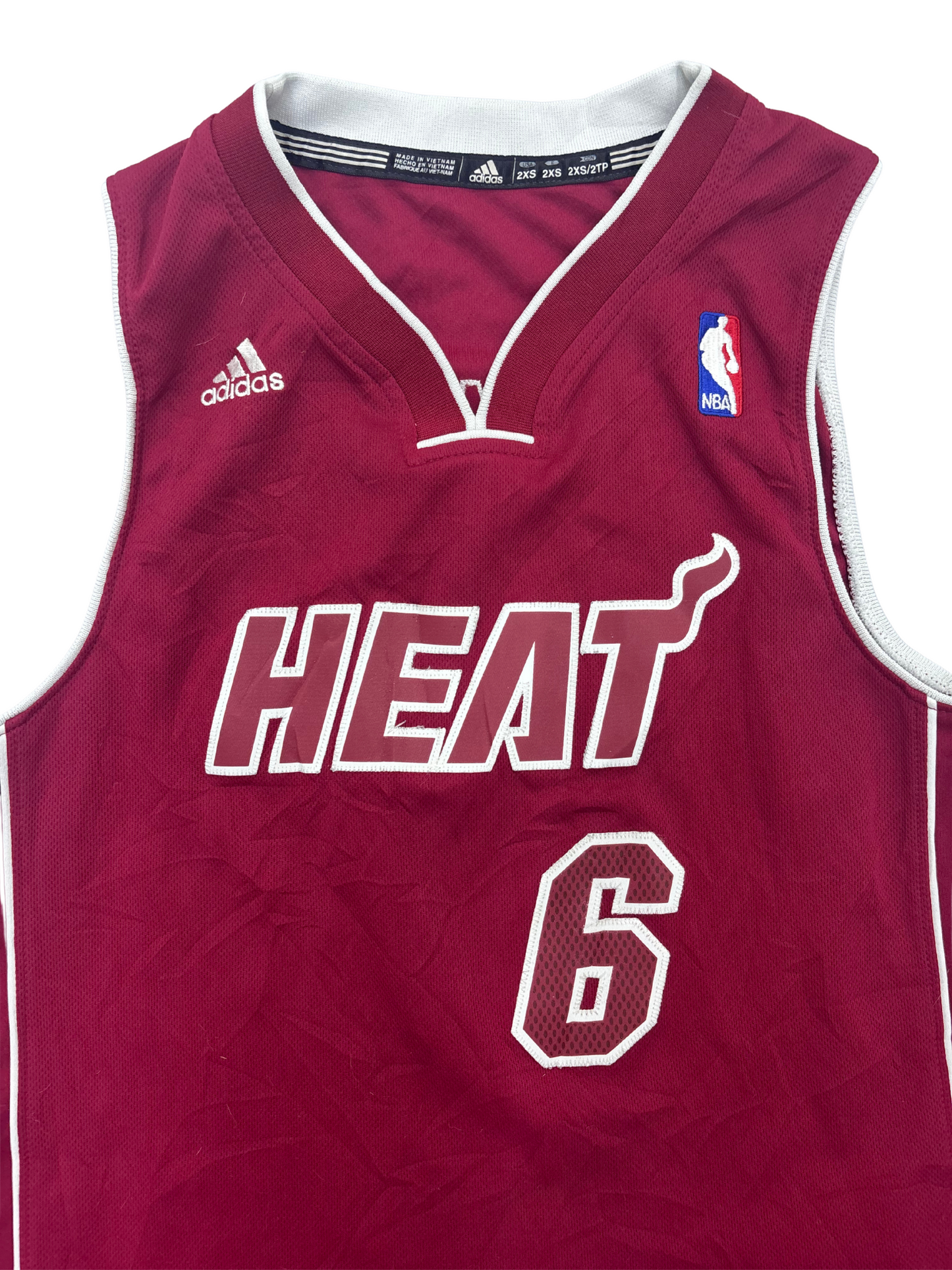 LeBron James #6 Miami Heat Red Adidas NBA Jersey - S