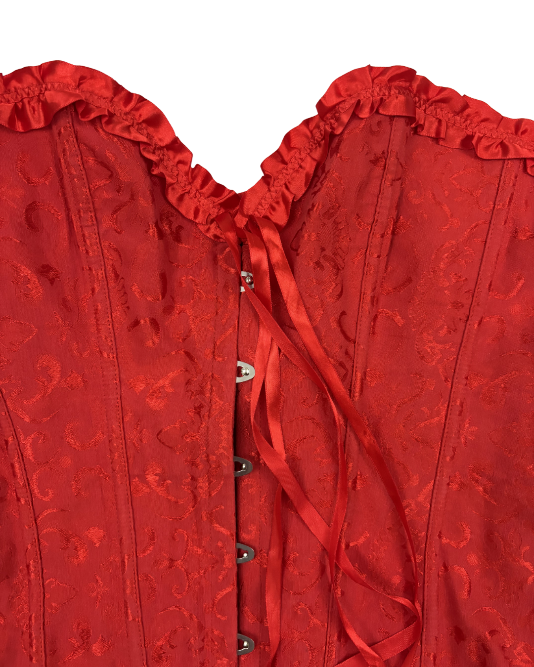 Adore Me Red Satin Jacquard Lace-Up Corset - XS