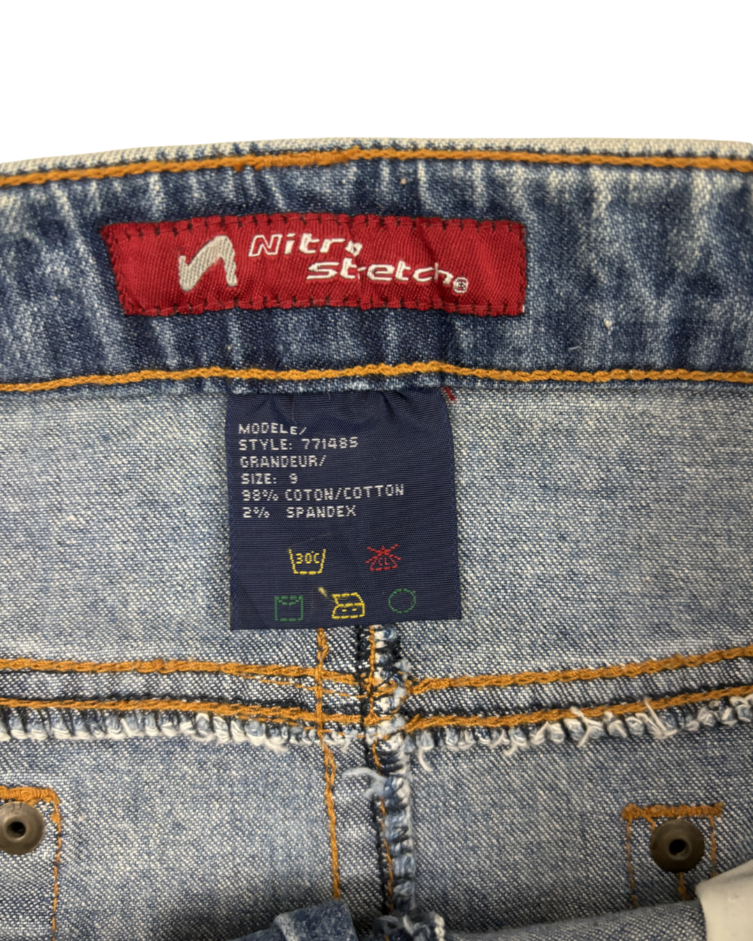 Nitro Stretch Patchwork Panel Denim Mini Skirt - M | Waist: 28"