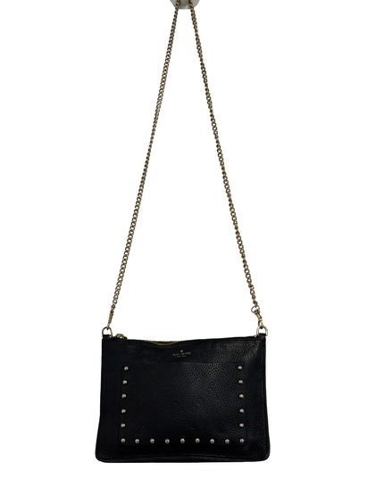 Kate Spade New York Black Pebbled Leather Studded Chain Crossbody Clutch