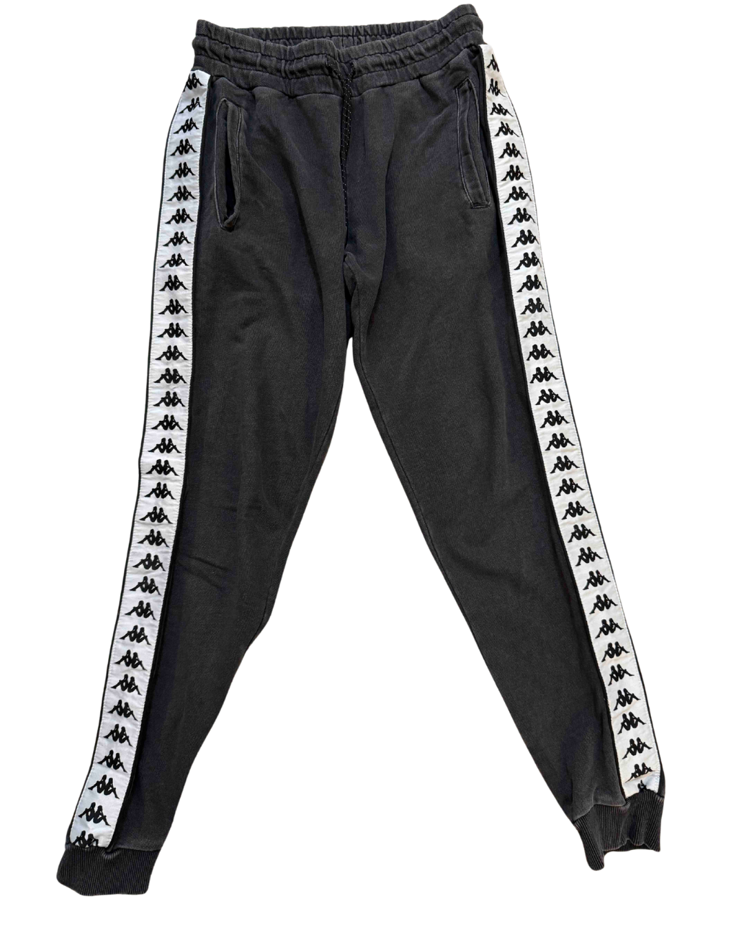 Kappa Classic Full Length Black Logo Tape Joggers - XS | Waist: 26"