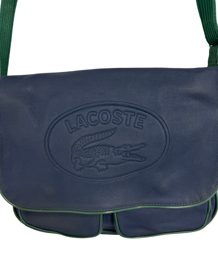 Vintage Lacoste Chemise Large Embossed Croc Navy Blue Messenger Bag