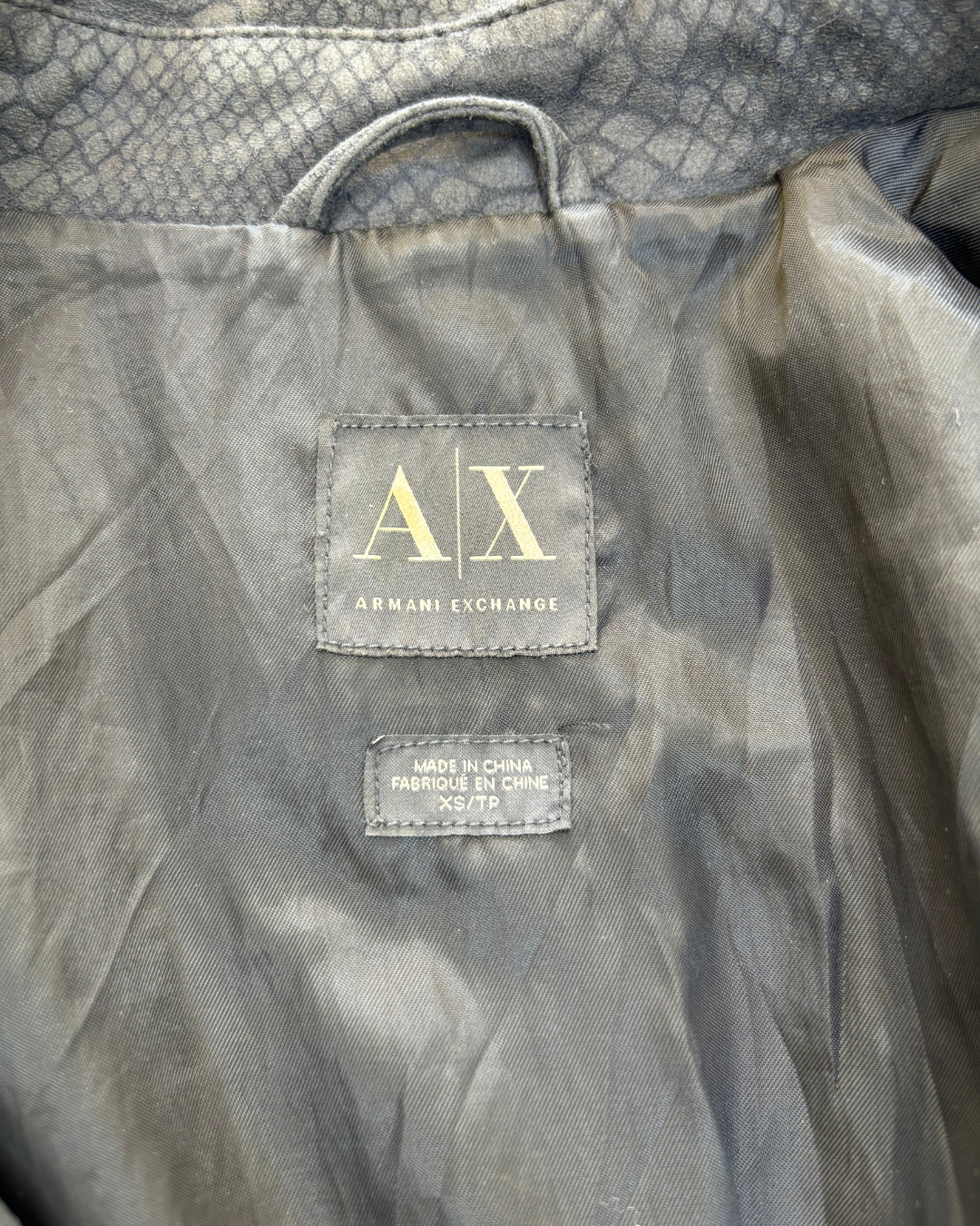 Armani Exchange Textured Black Moto Jacket - XS