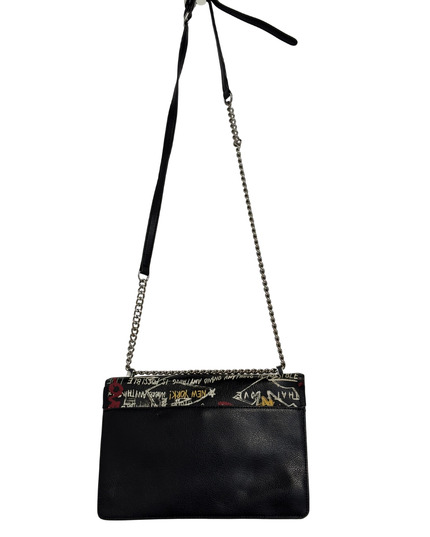 DKNY Limited Edition Black Graffiti Print with Padlock & Chain Crossbody Bag