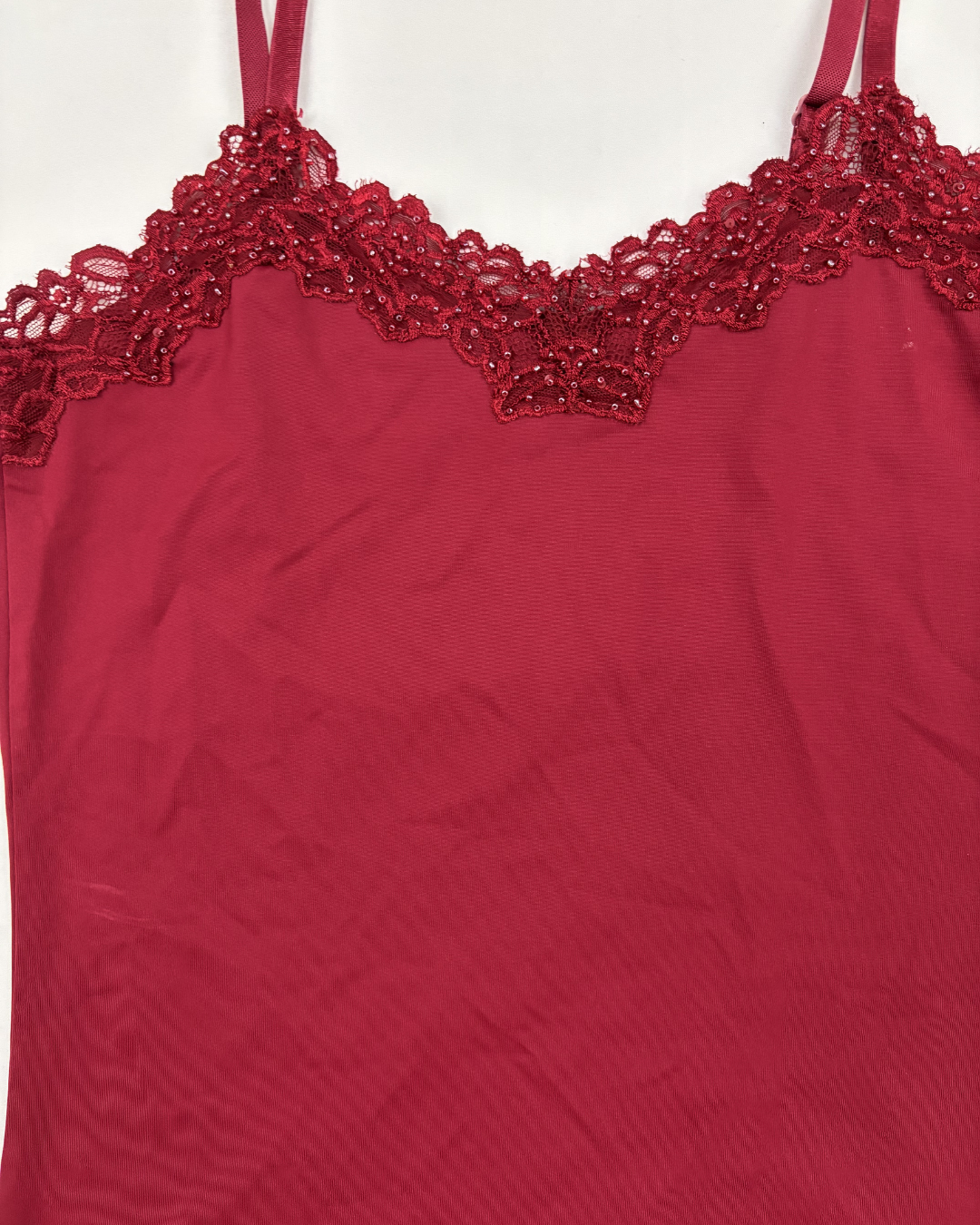 Cleo Burgundy Lace Trim Cami Top - S