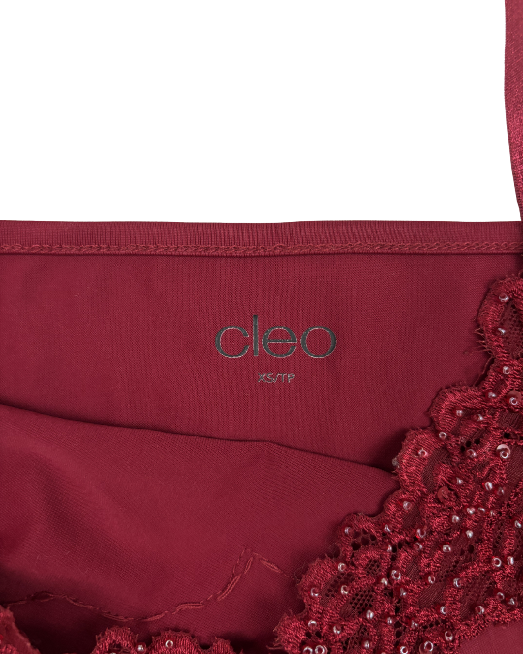 Cleo Burgundy Lace Trim Cami Top - S