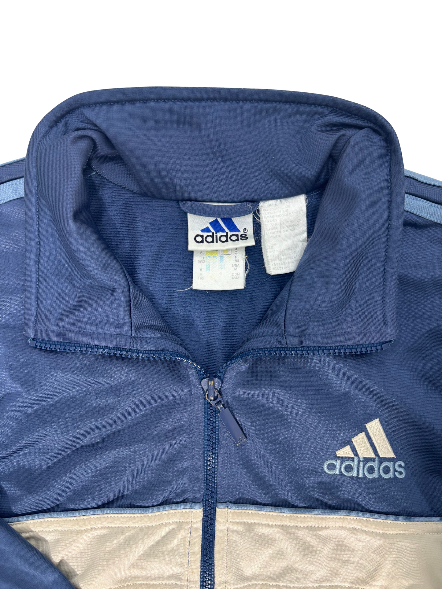 Adidas Navy Blue Track Jacket with White Chest Stripe - XL