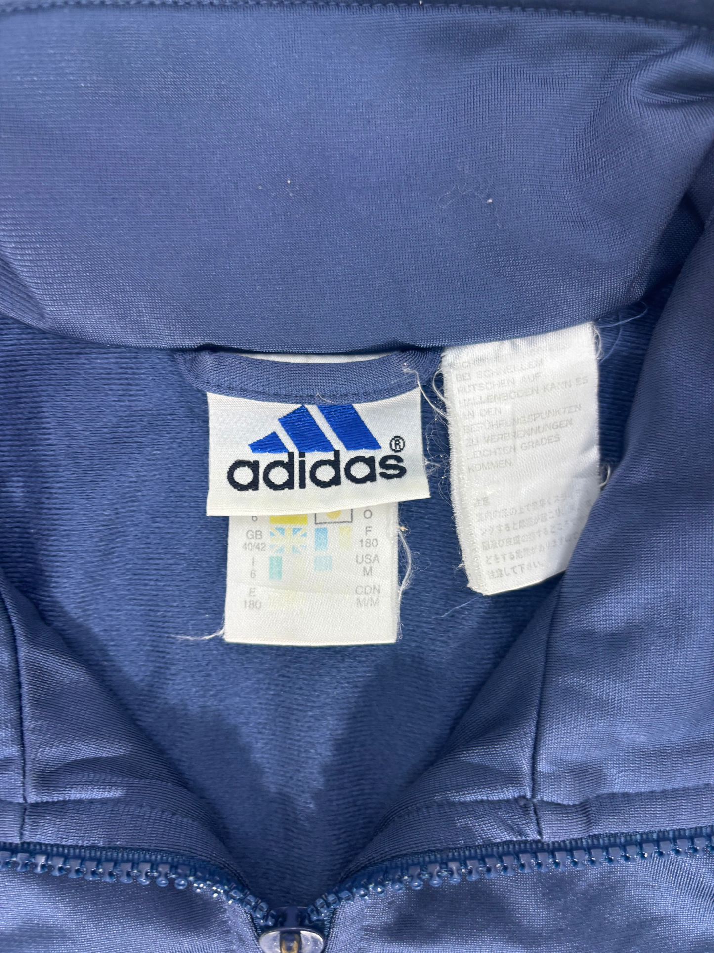 Adidas Navy Blue Track Jacket with White Chest Stripe - XL