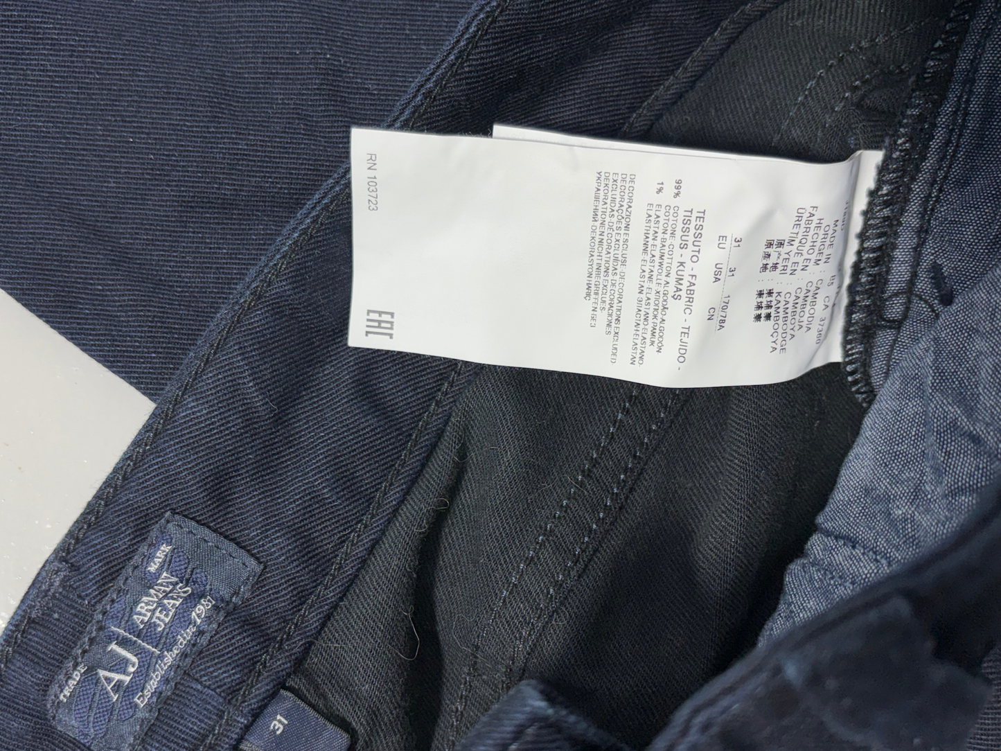 Armani Jeans Black Studded Pocket Denim – Slim Fit - M | Waist 31