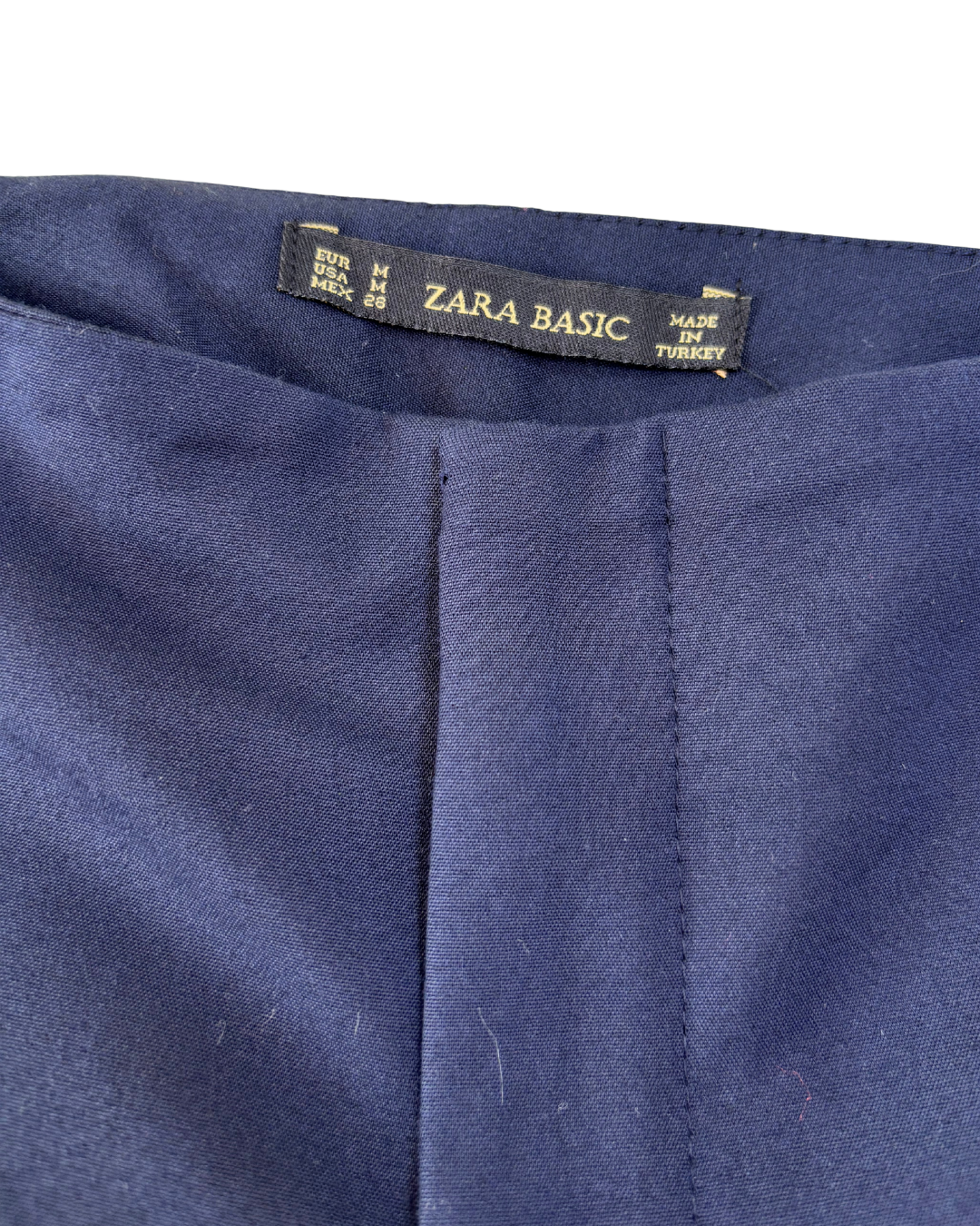 Zara Navy Slim Fit Zip-Pocket Trousers - M