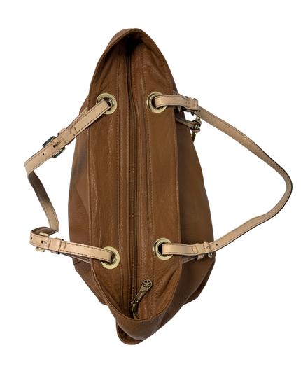 Michael Kors Pebbled Leather Slouchy Contrast Handles & Gold Charm Tote Bag