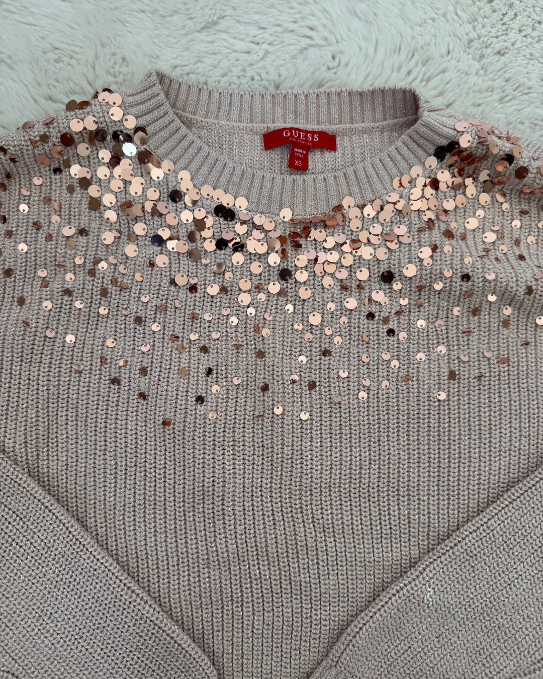 Guess Light Pink Decoration Sweater - S