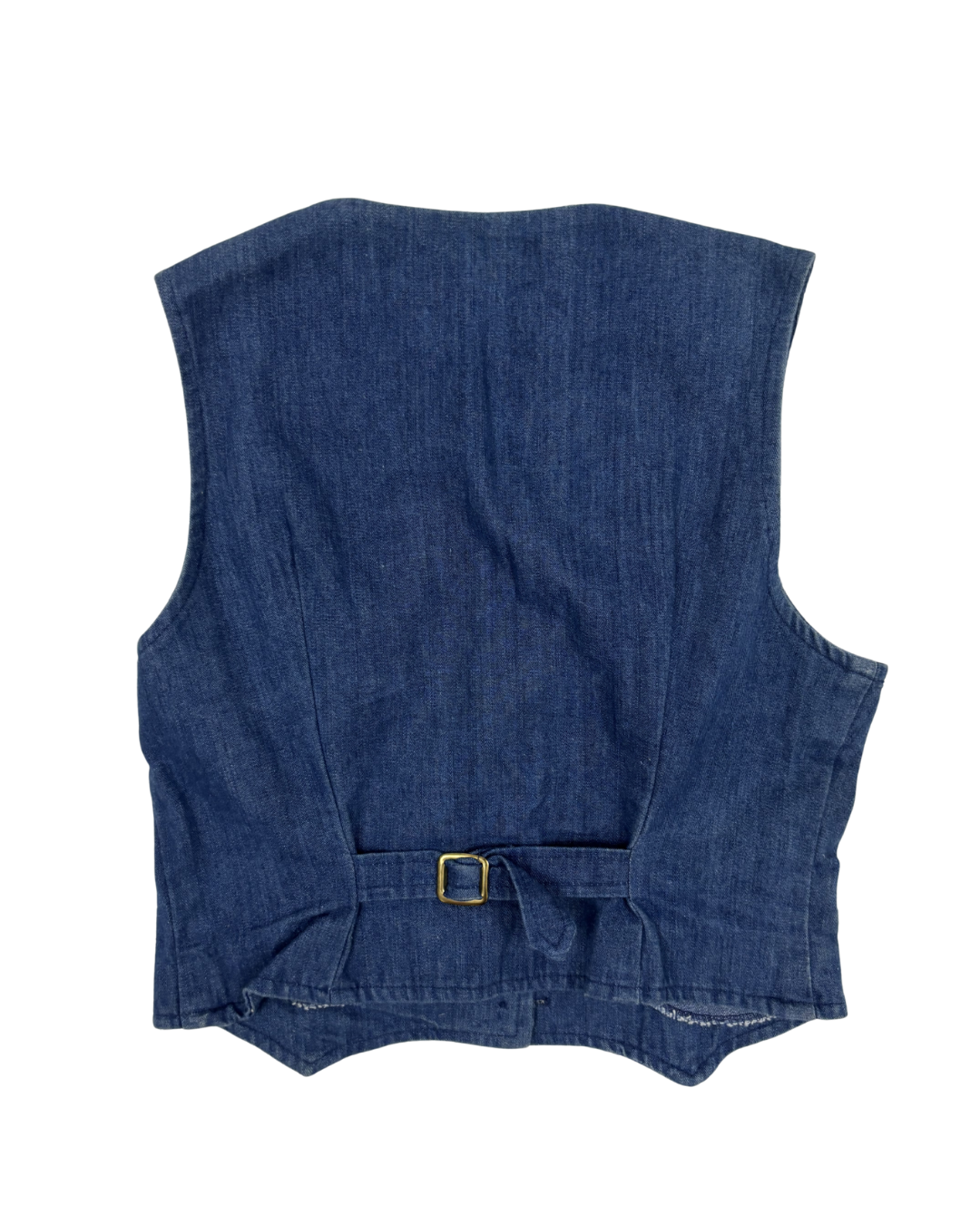 Vintage Denim Button-Up Utility With Zipper Pockets Vest - XS