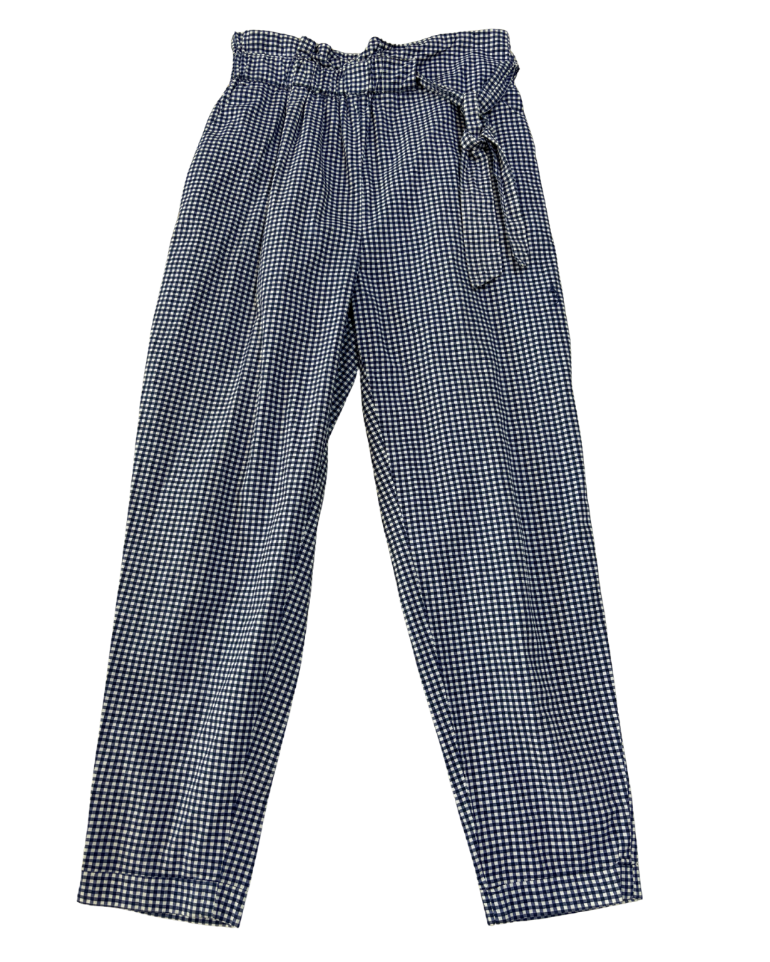 Zara Navy Gingham Paperbag Waist Pants - XS