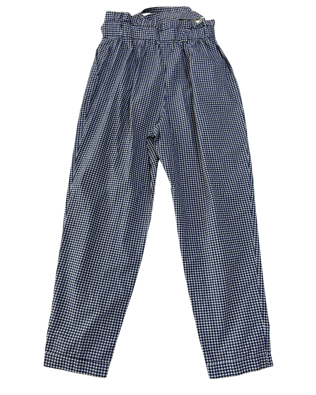 Zara Navy Gingham Paperbag Waist Pants - XS