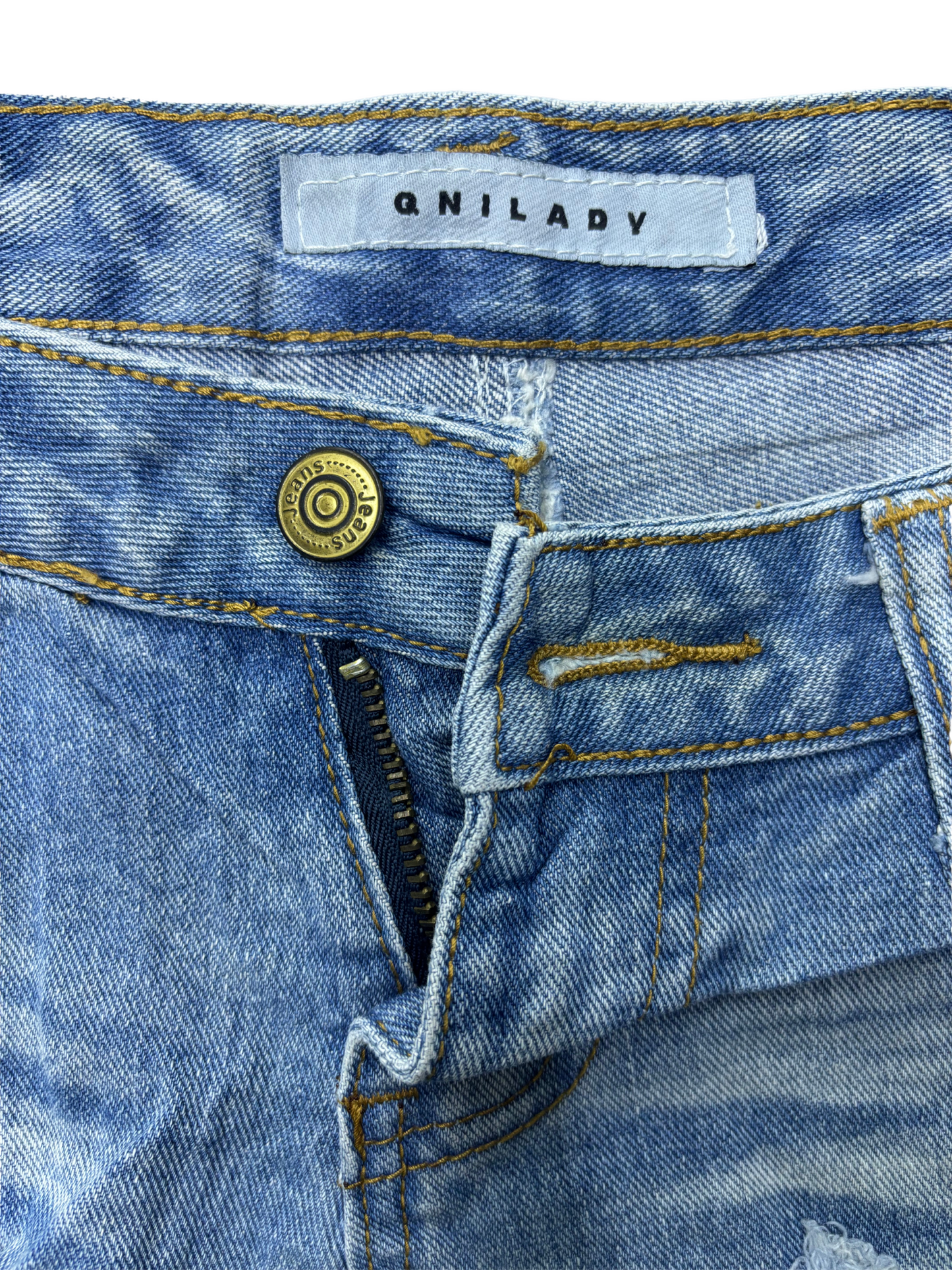 QNILADY Women Denim Y2K Shorts - L | Waist: 30
