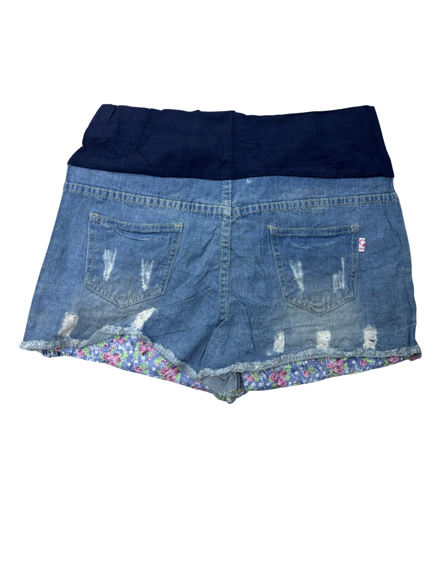 Chamami Elastic Waist Women Denim Shorts - XL | Waist: 32
