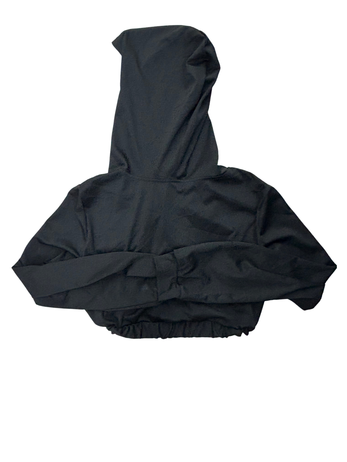 Solid Crop O-ring Zip Up Hoodie - XS