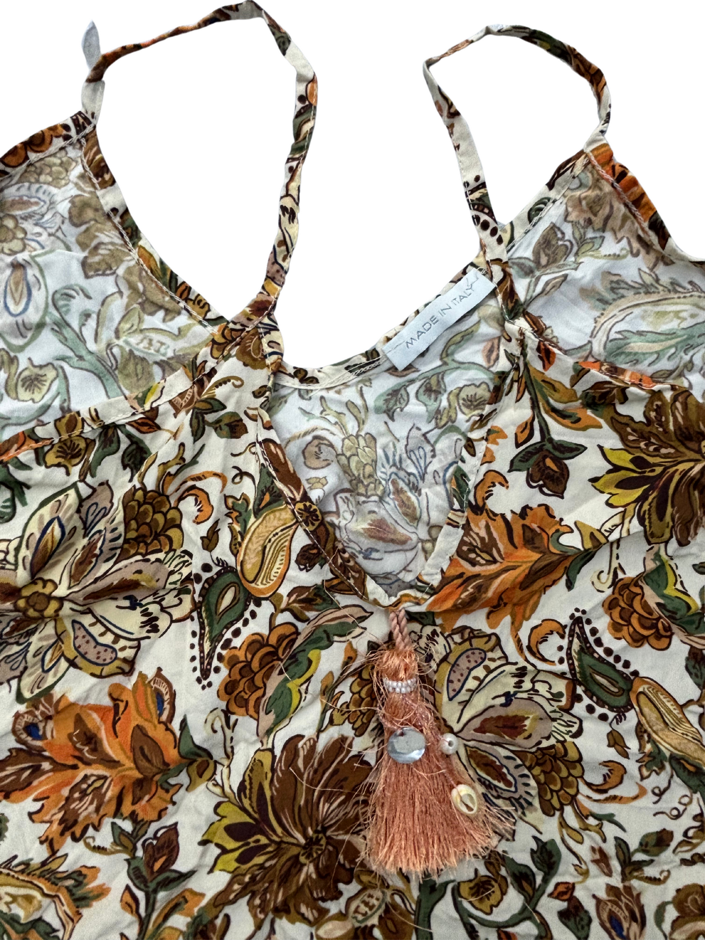 Linen Floral Print Cami Top - XL