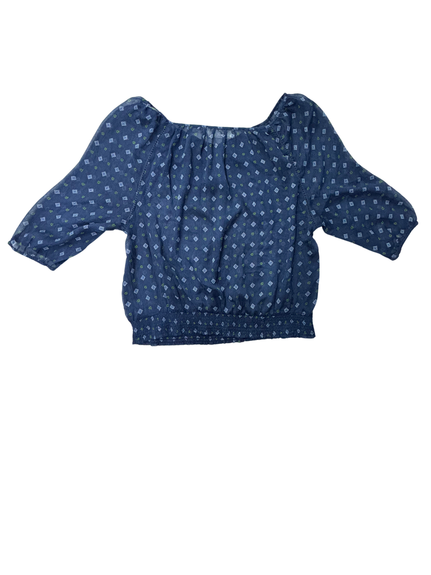 Abercrombie & Fitch Navy Blue White Polka-Dot Blouse