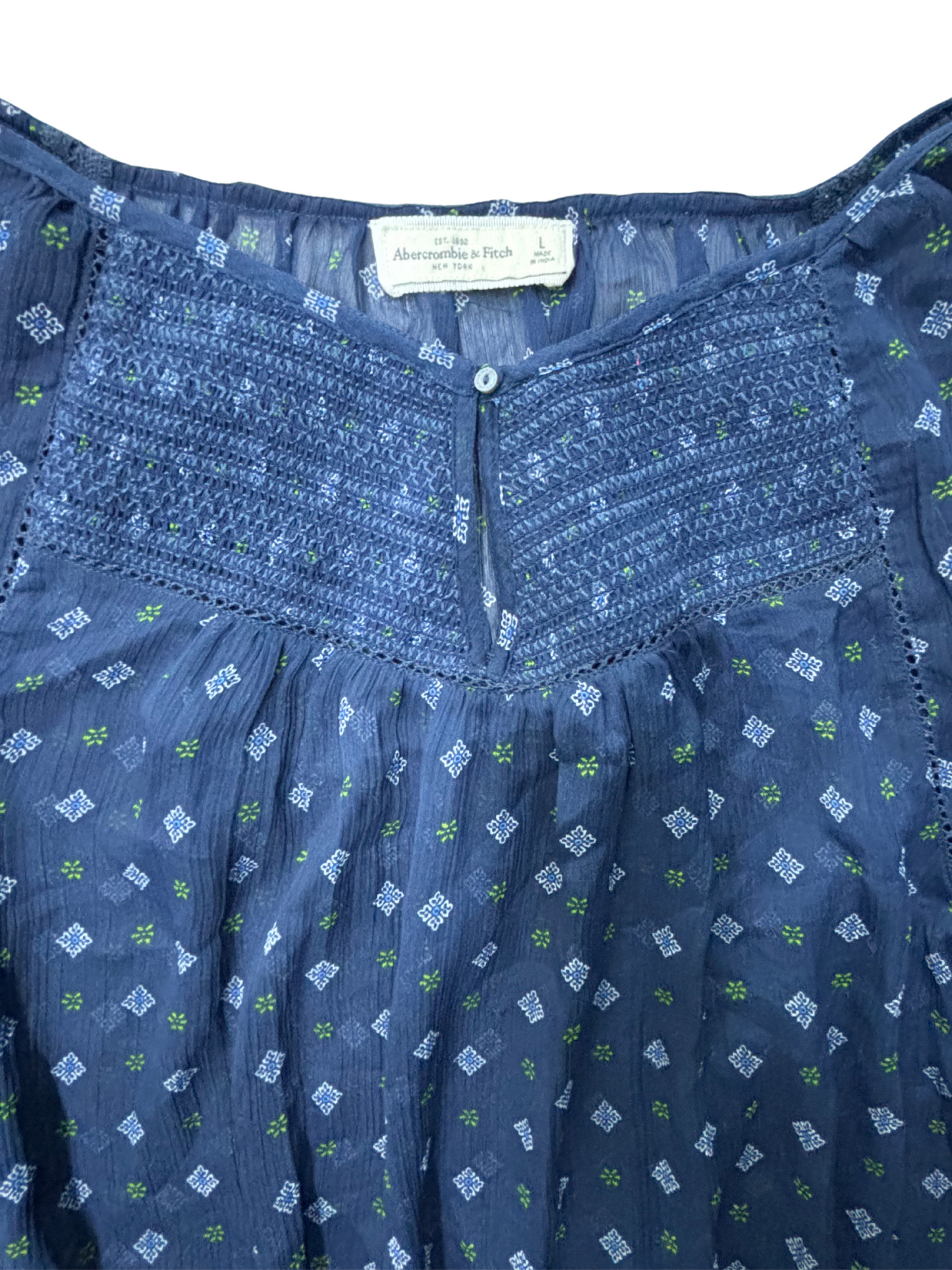 Abercrombie & Fitch Navy Blue White Polka-Dot Blouse