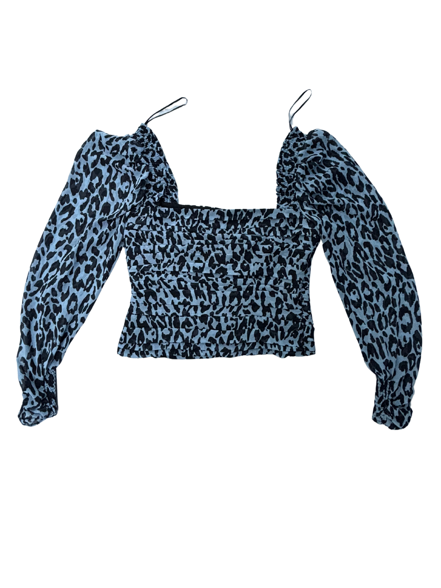 ZARA Animal Print Long Sleeve Crop Top - XS