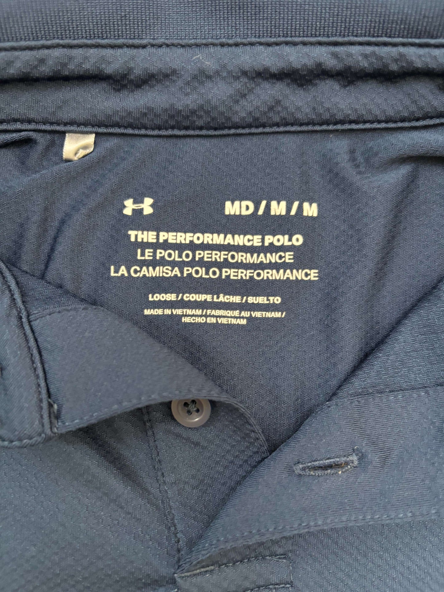 Under Armour Performance Navy, White & Grey Polo Shirt - XS