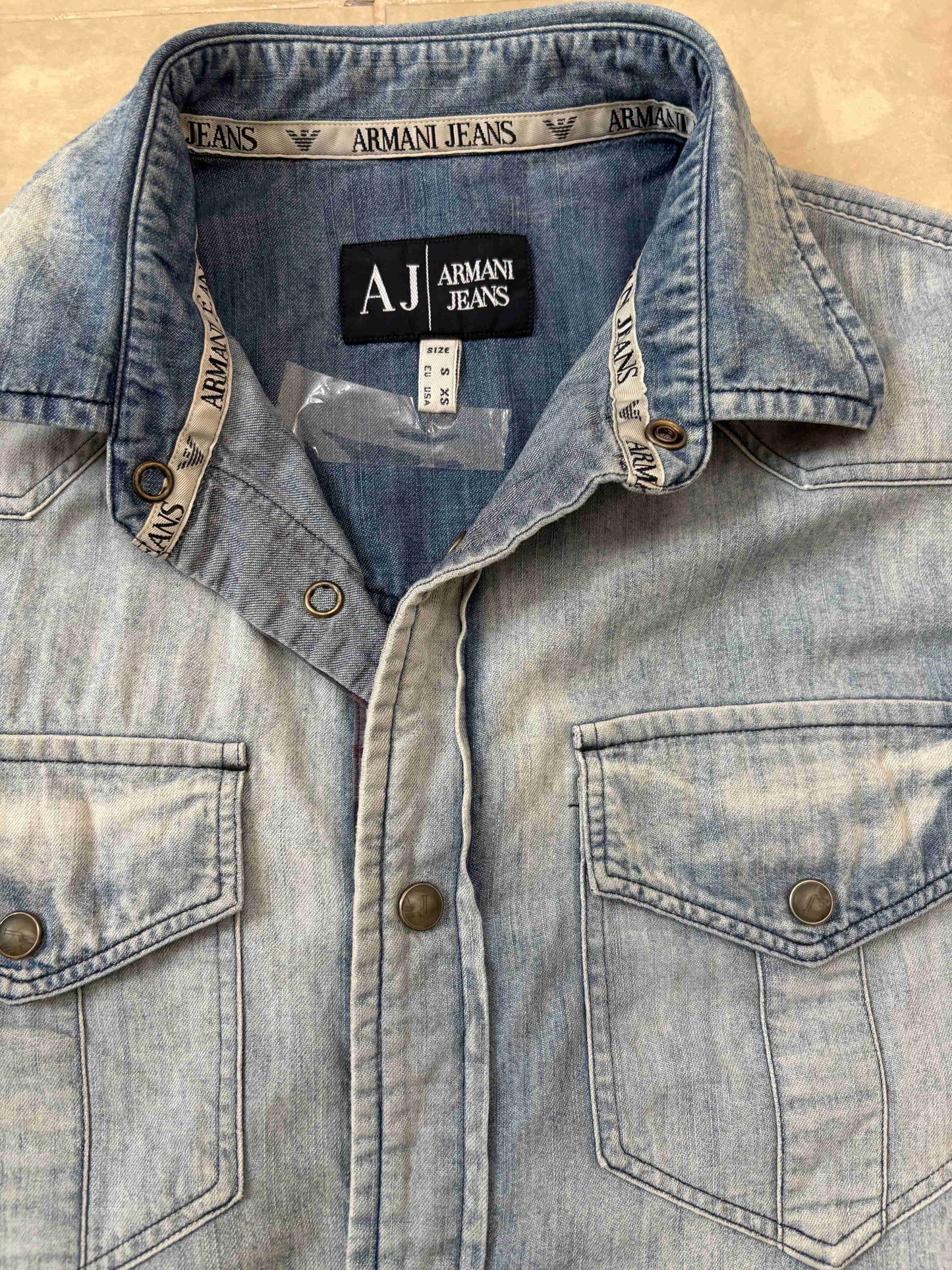 Armani Jeans Faded Light Wash Denim Shirt- XS