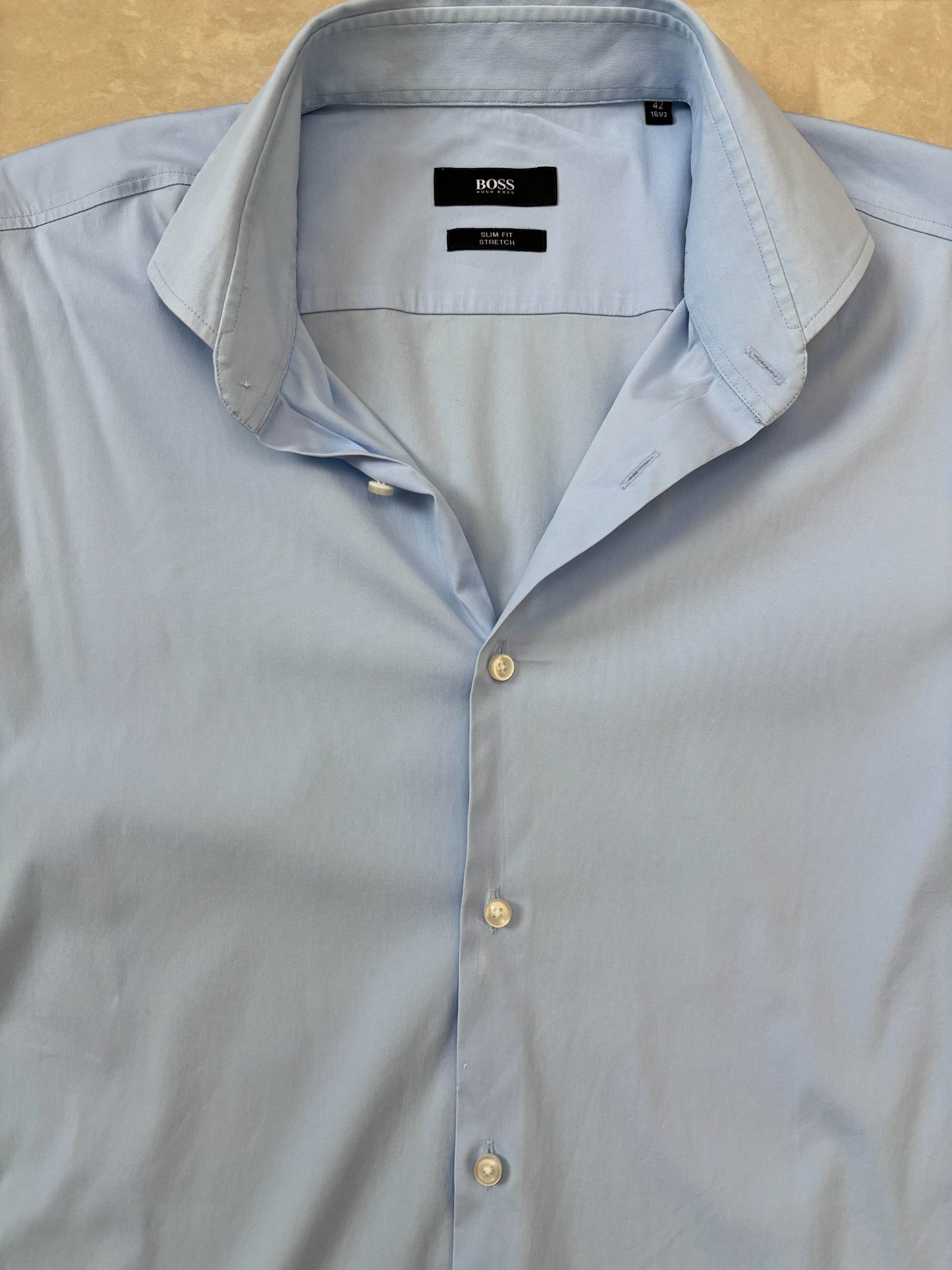 BOSS Joey Slim Fit Light Blue Long Sleeve Shirt - M