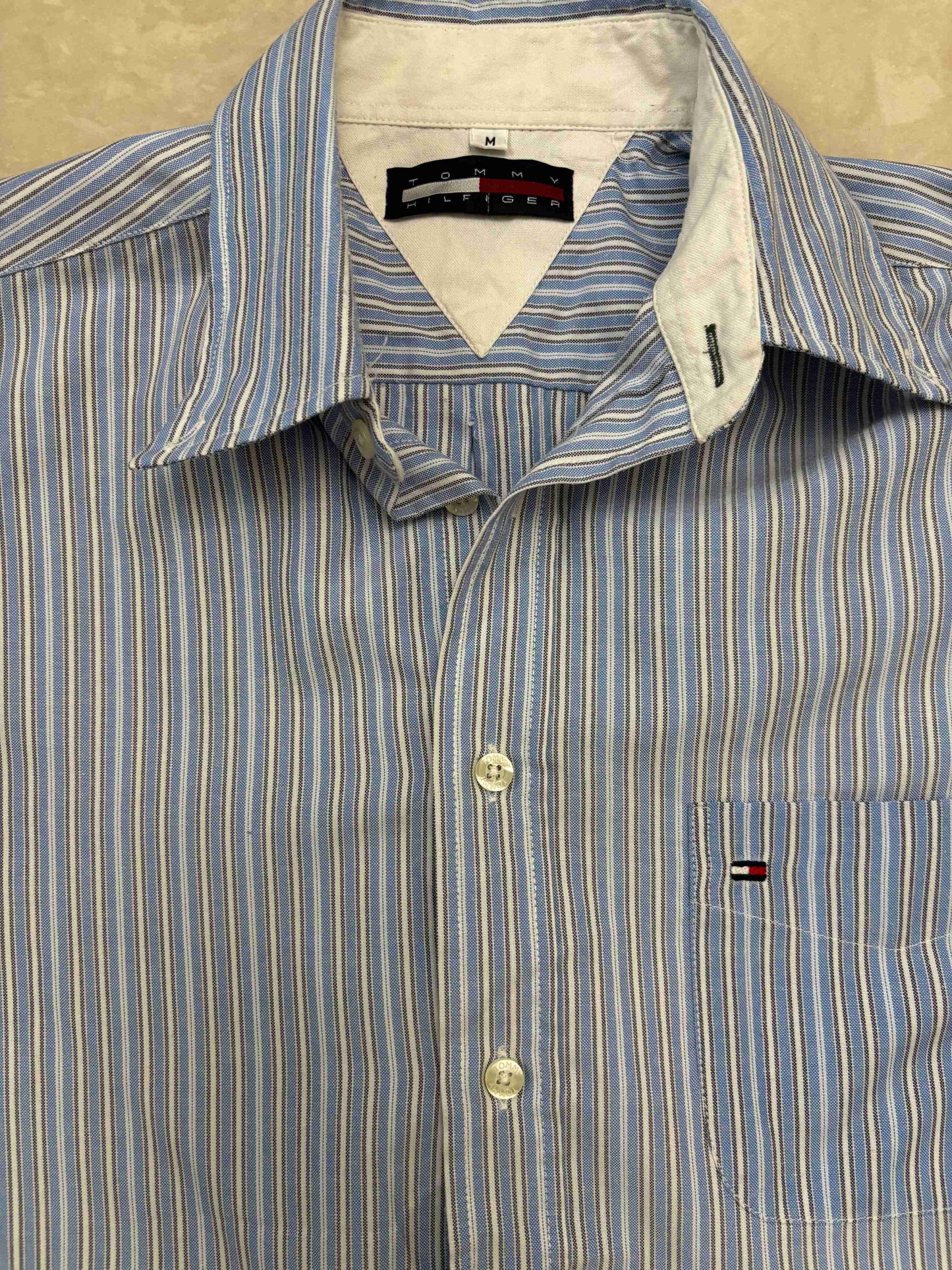 Tommy Hilfiger Classic Fit Multi-Stripe Blue Shirt - M