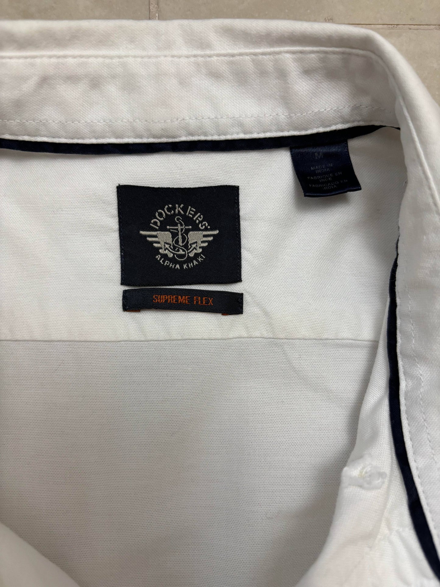 Dockers Supreme Flex Alpha Khaki White Oxford Shirt - S