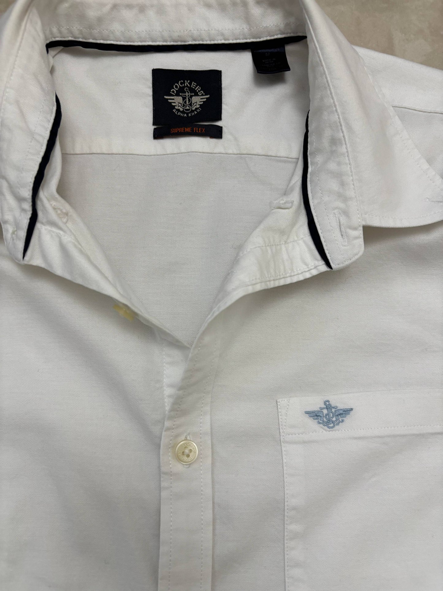 Dockers Supreme Flex Alpha Khaki White Oxford Shirt - S