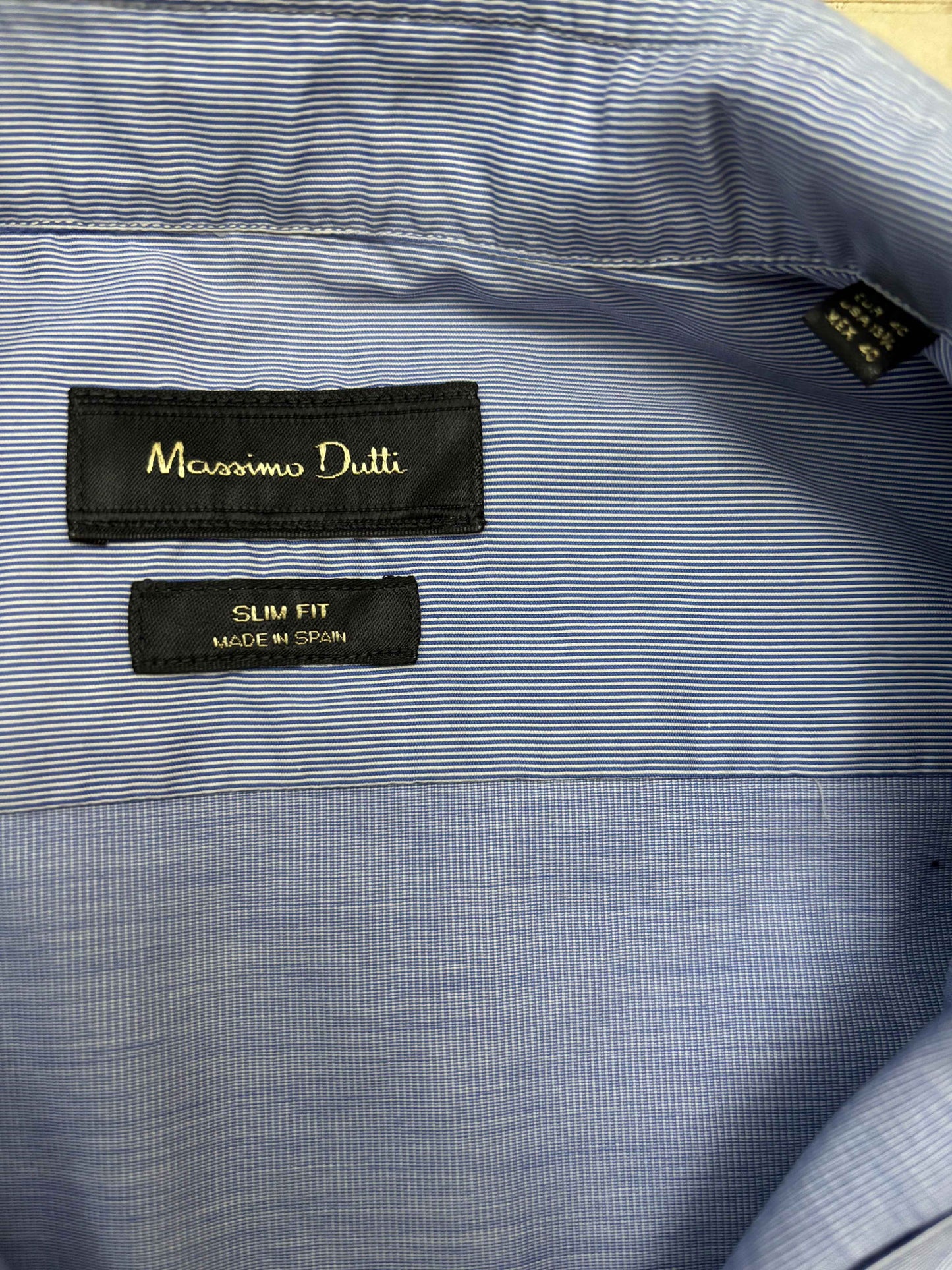 Massimo Dutti Slim Fit Micro checked Blue Shirt - S