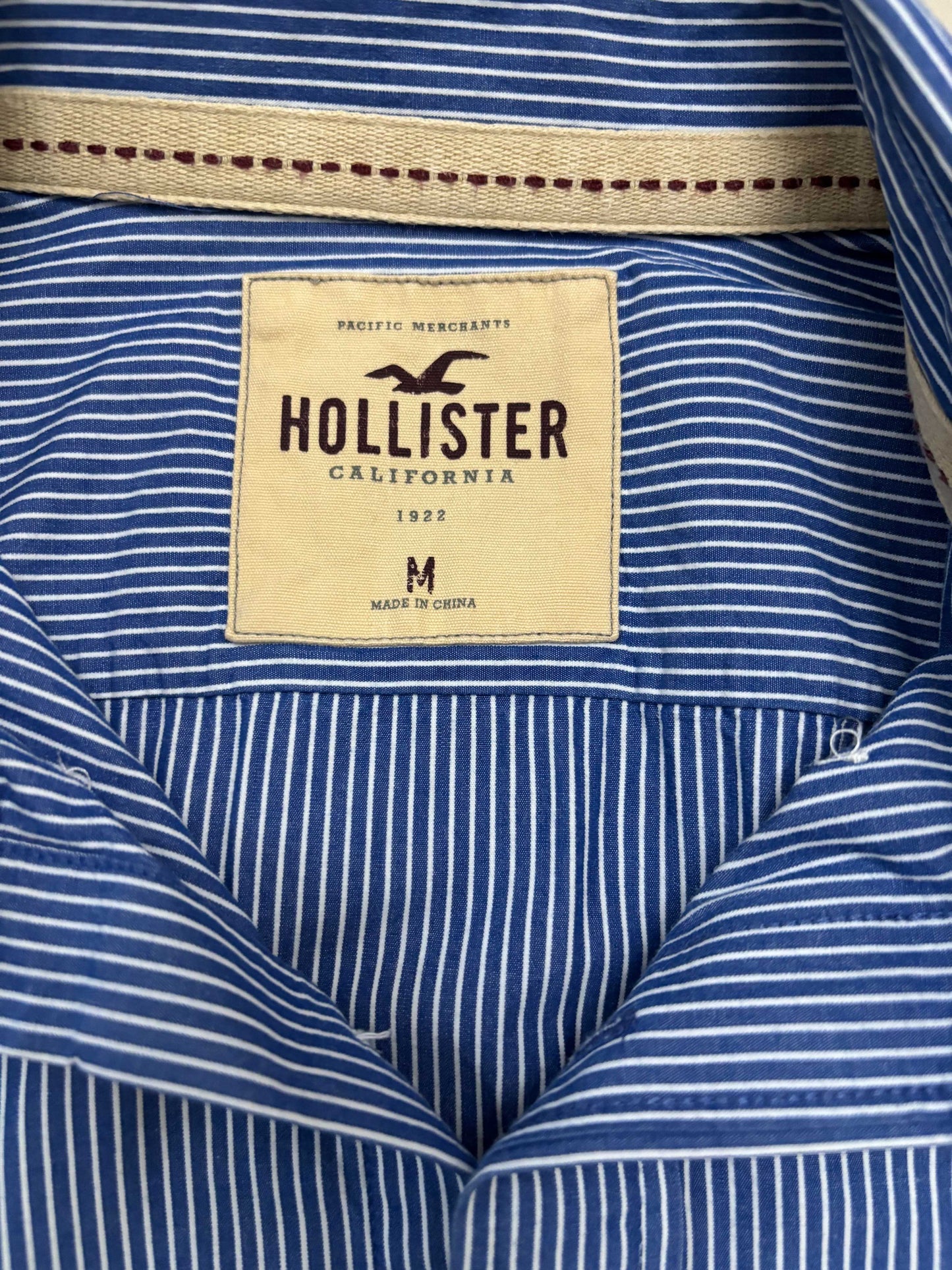 Hollister California Navy Blue & White Pinstripe Casual Shirt - S