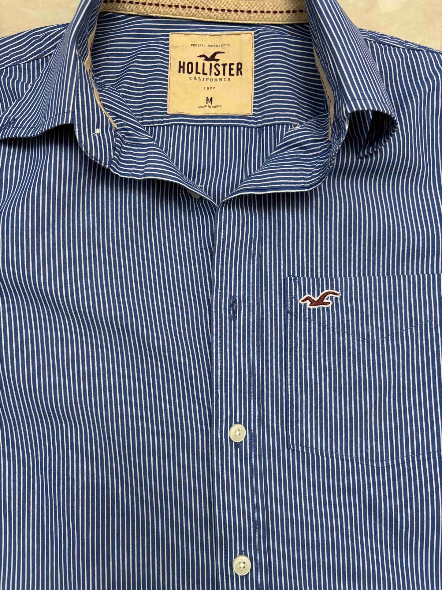 Hollister California Navy Blue & White Pinstripe Casual Shirt - S