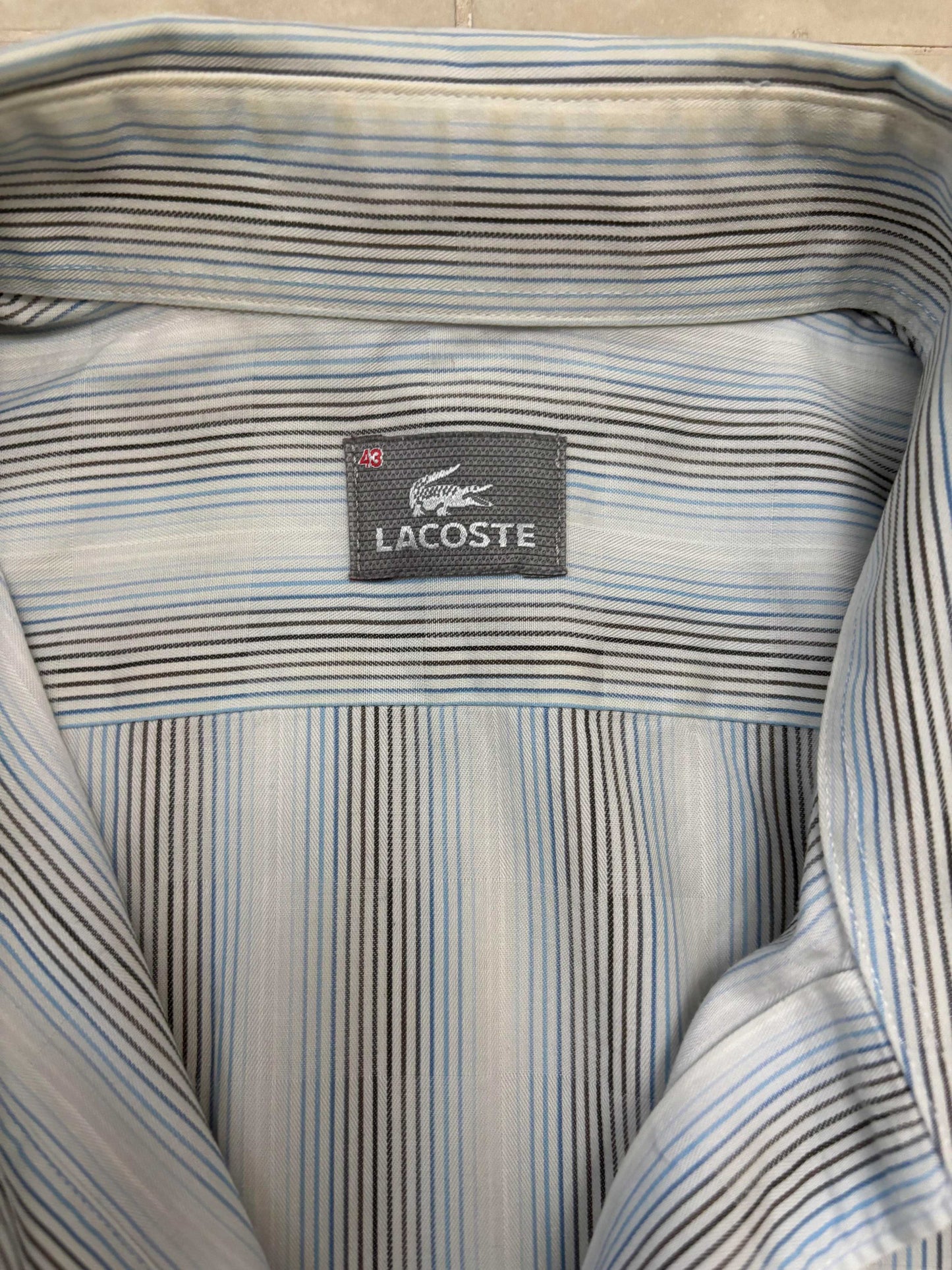 Lacoste Multicolor Pinstripe Light Gray Button-Up Shirt - XL