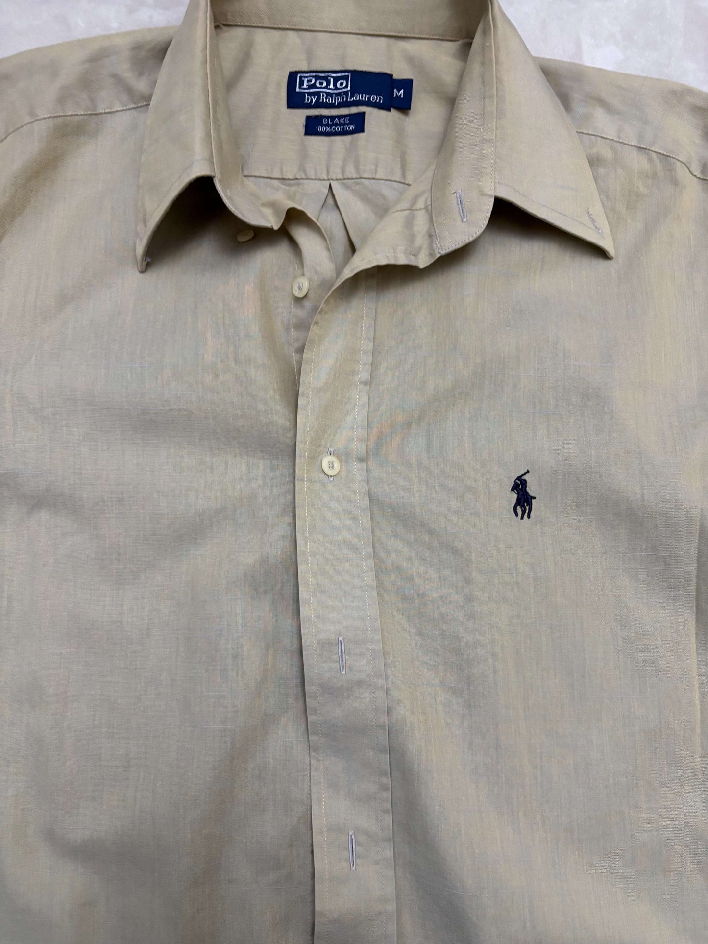Ralph Lauren Blake Classic Beige Cotton Button-Up Shirt- M