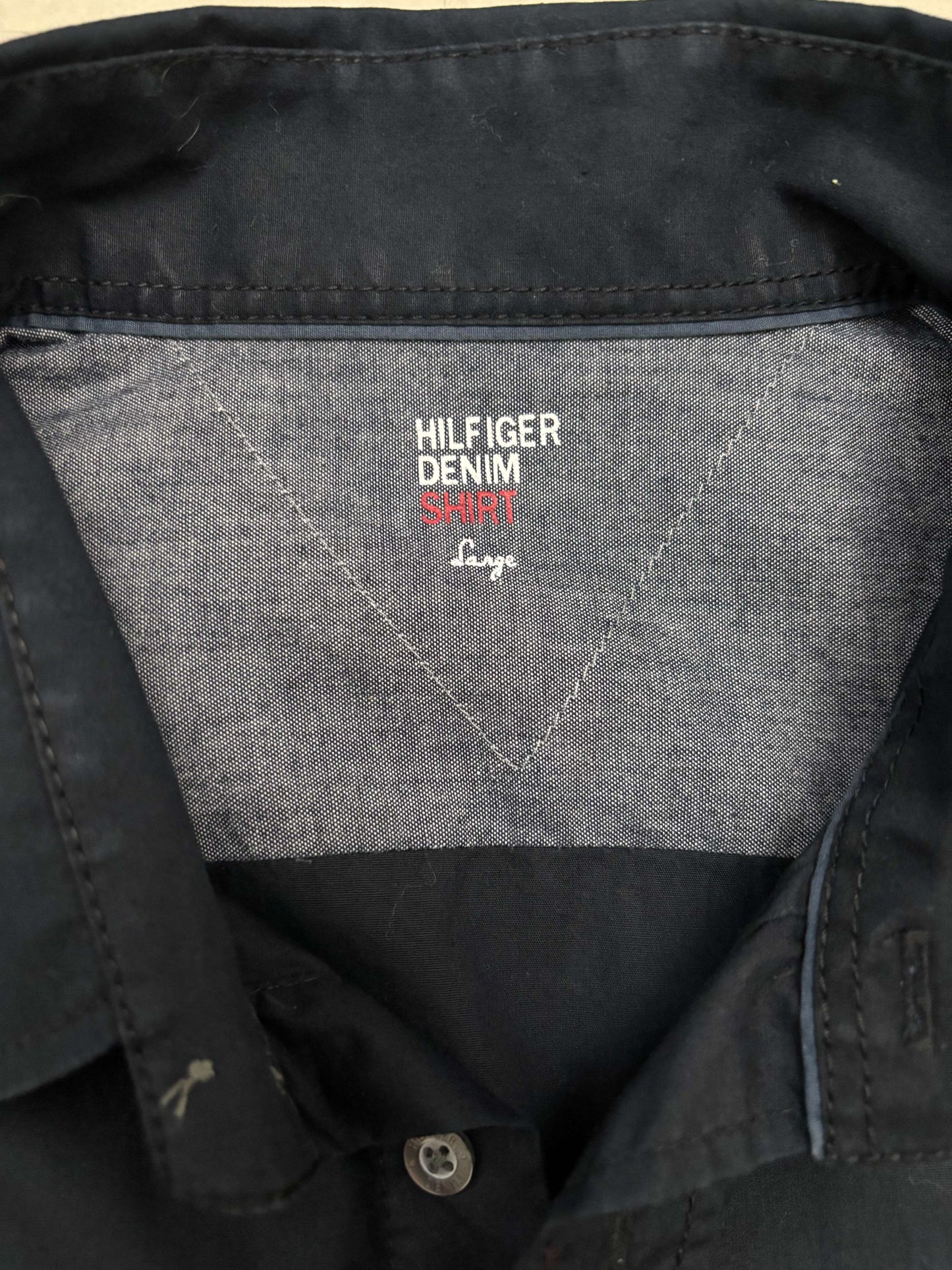 Tommy Hilfiger Denim Solid Black Button-Up Shirt - M