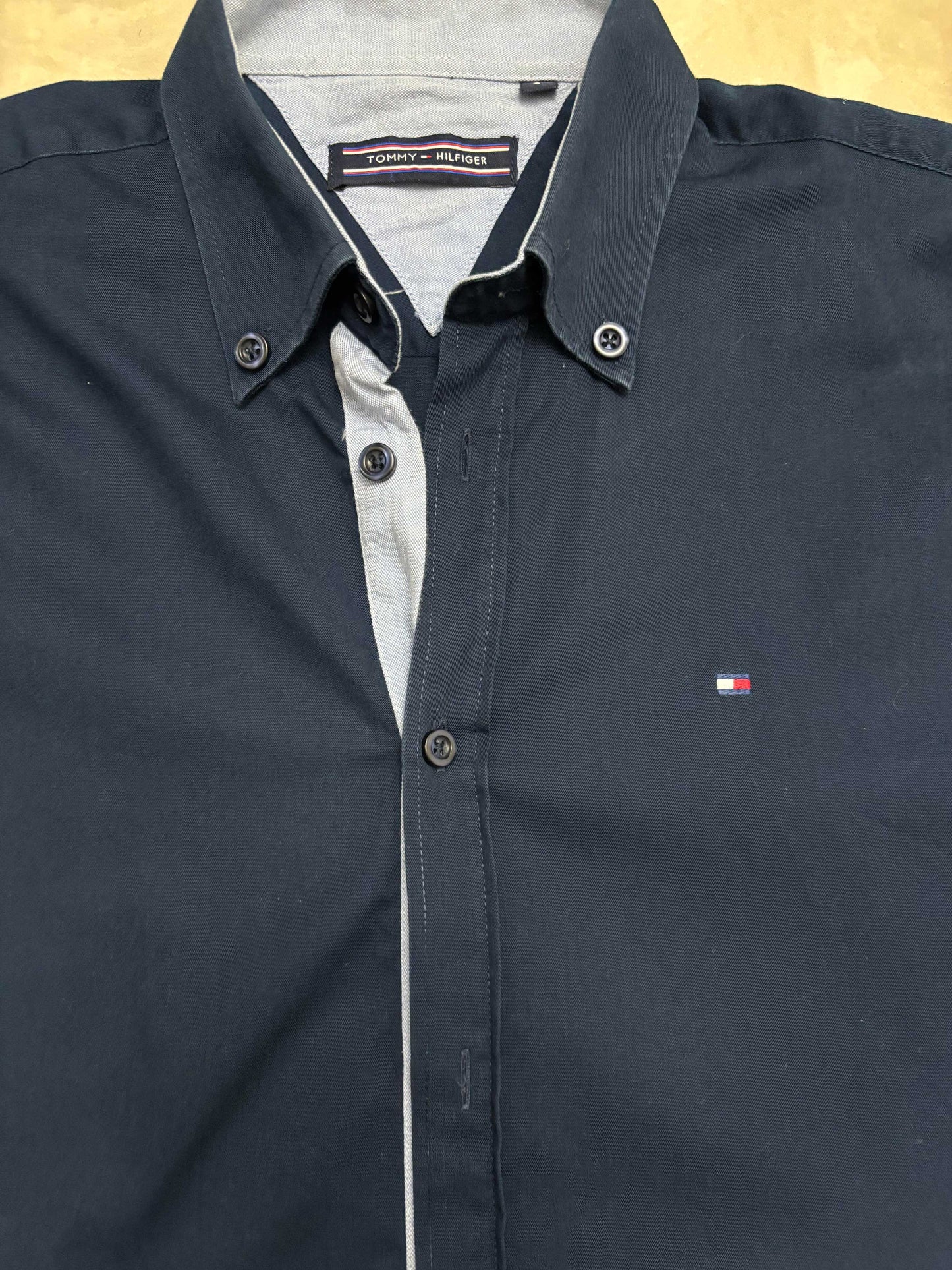Tommy Hilfiger Contrast Placket Navy Blue Button-Down Shirt - XS