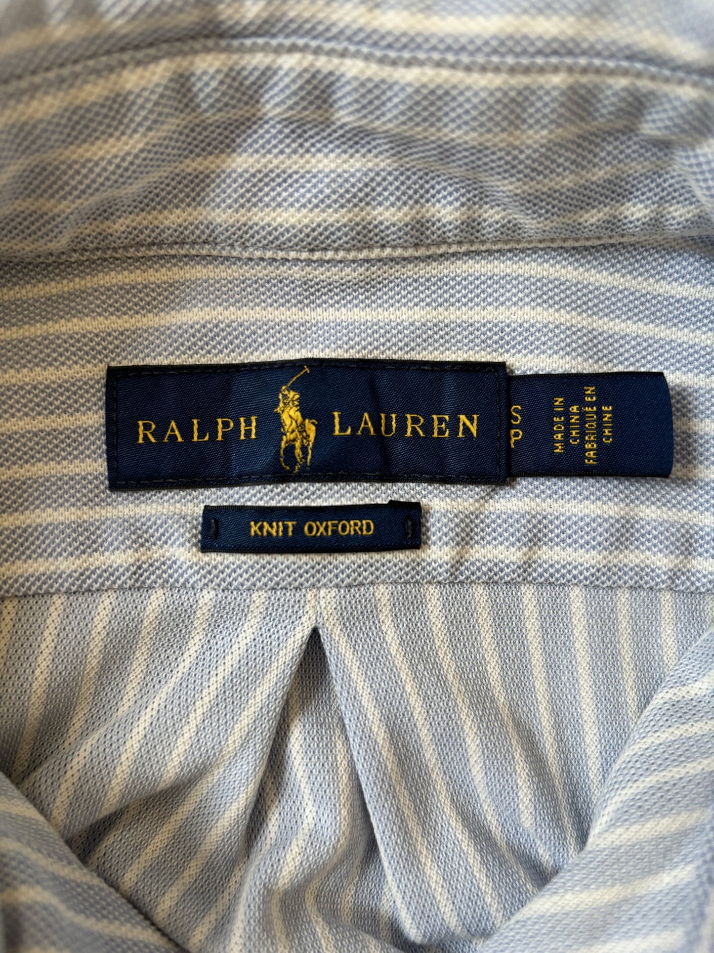 Ralph Lauren Knit Oxford Button-Up Blue & White Striped Shirt - XS