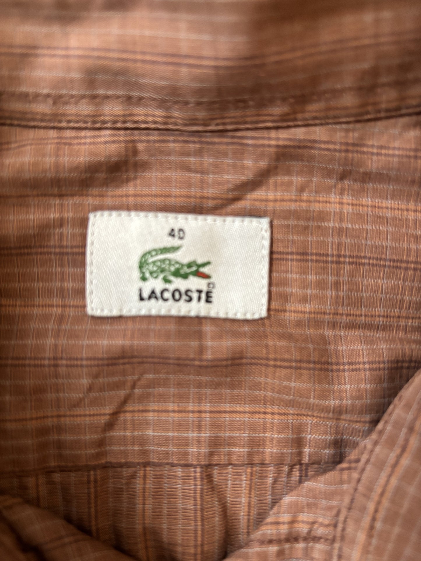 Lacoste Plaid Button-Up Long Sleeve Brown Shirt - M