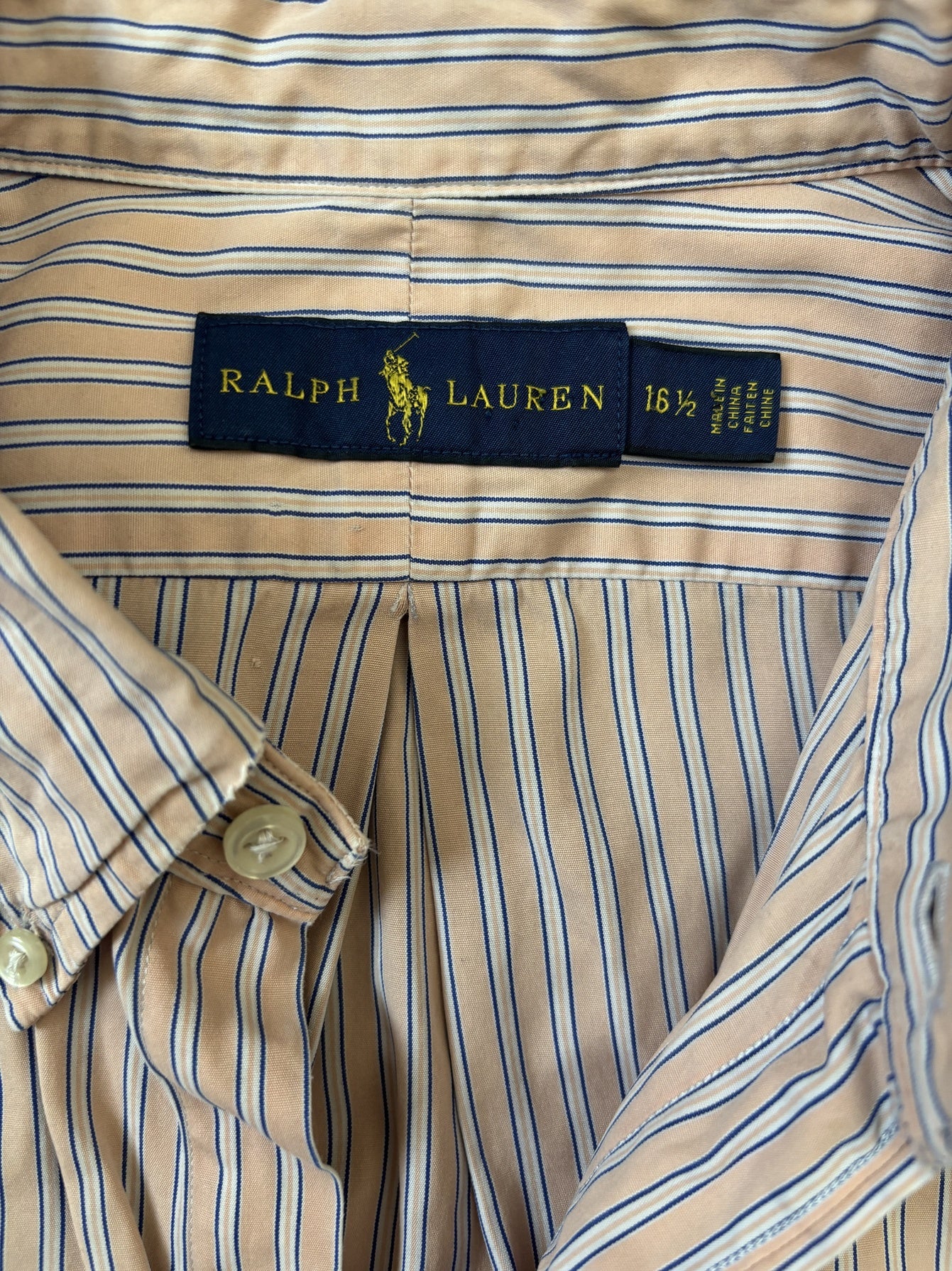 Ralph Lauren Oxford Beige Striped Shirt - M