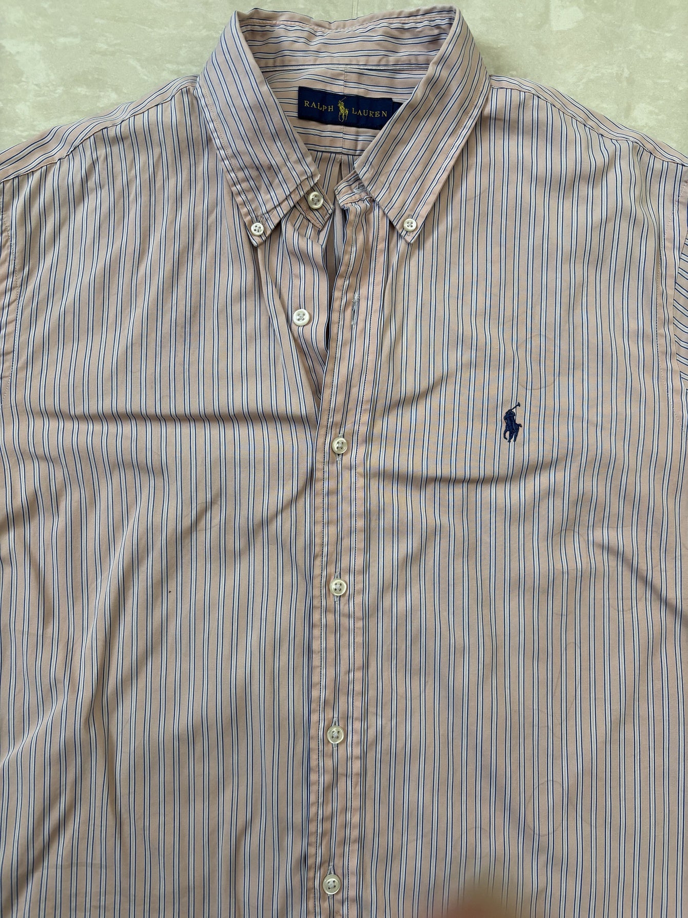 Ralph Lauren Oxford Beige Striped Shirt - M