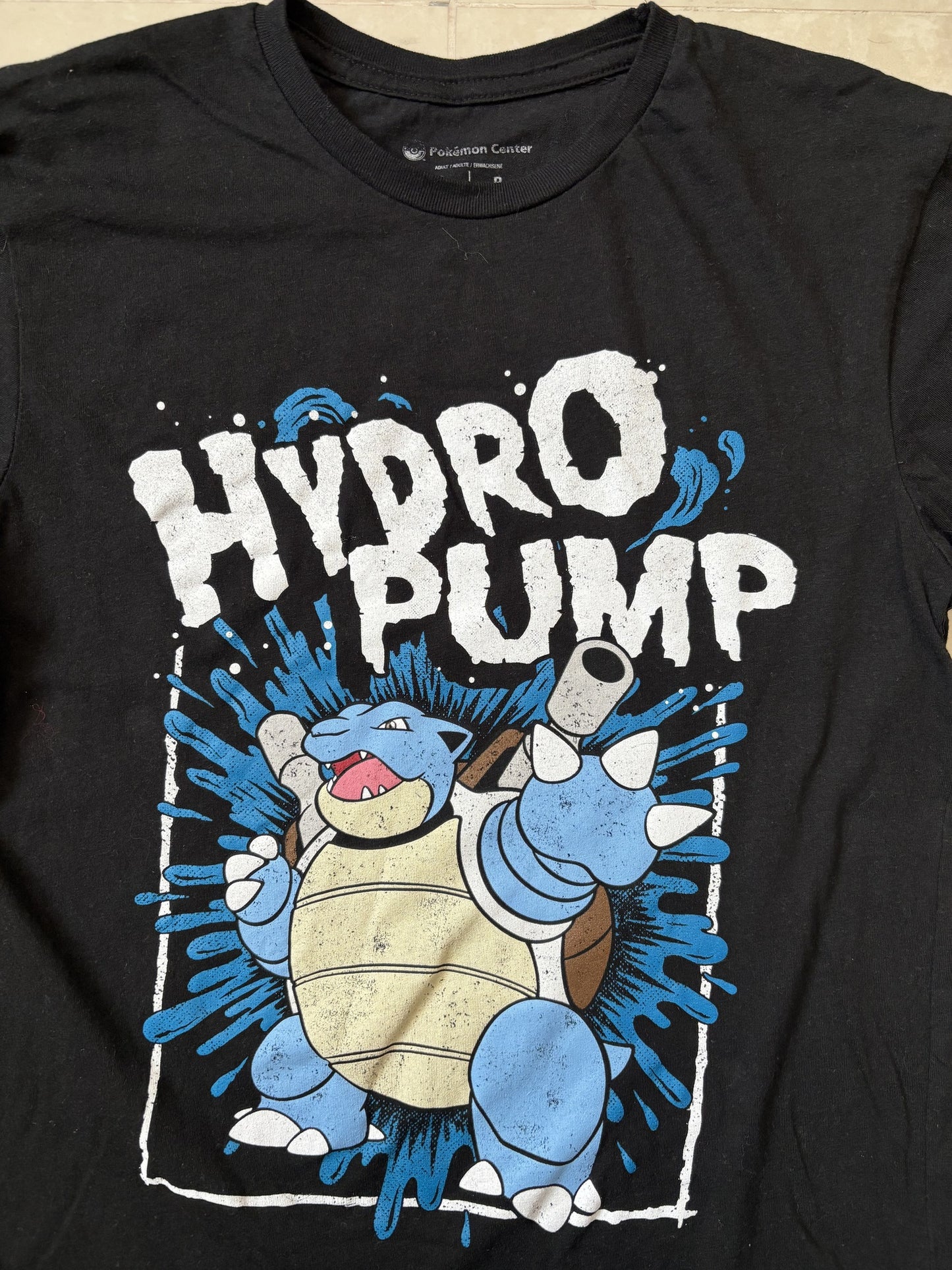 Pokémon Center Hydro Pump Blastoise Black Graphic T-Shirt - XS