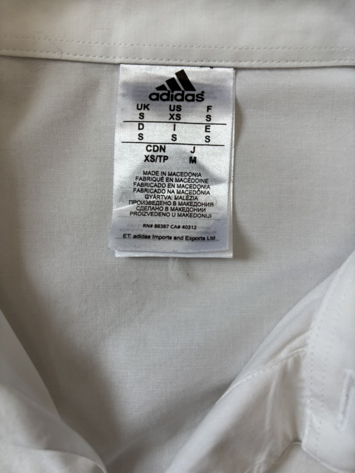 Adidas Classic White Performance Button-Up Shirt - XS