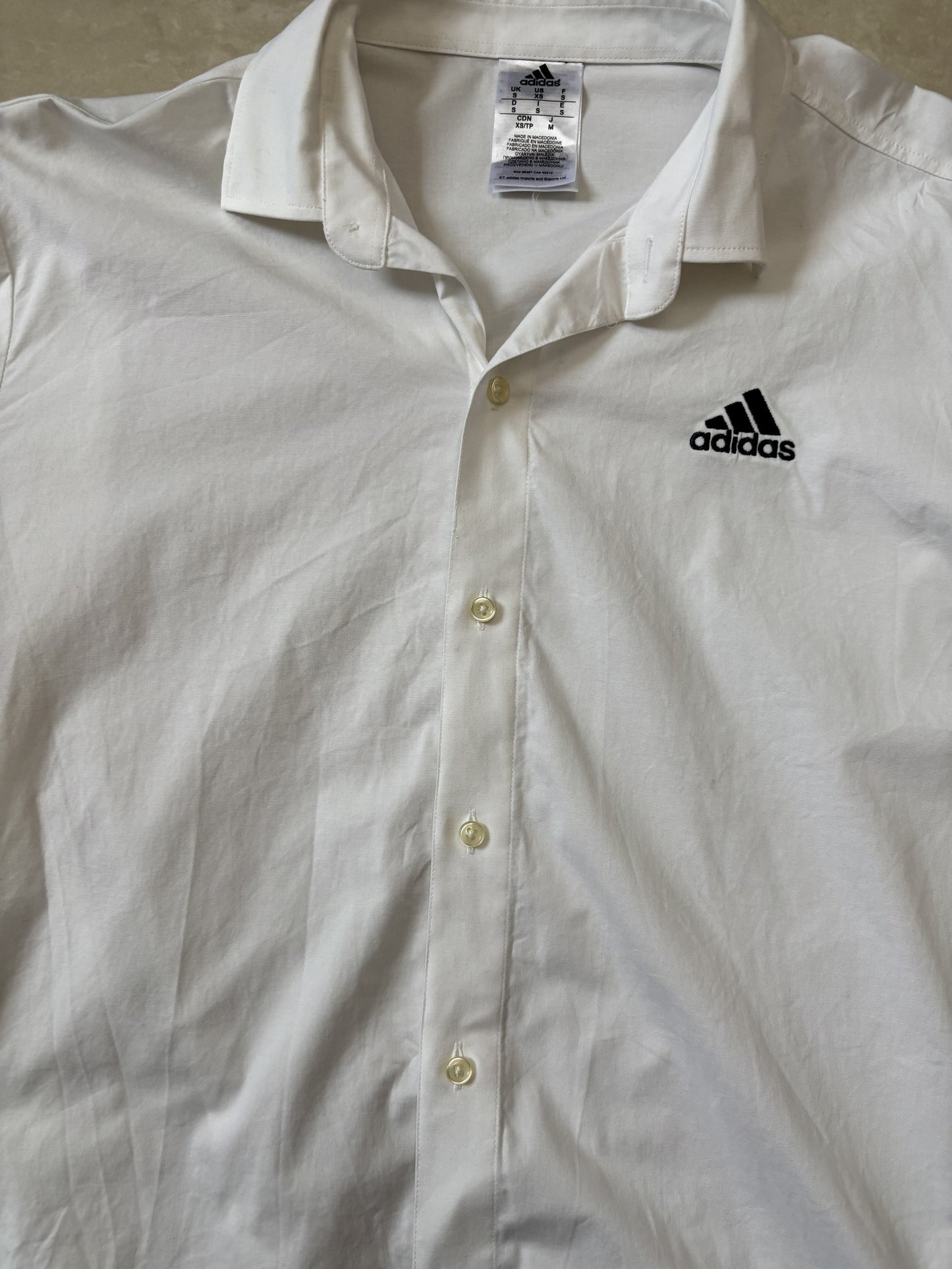 Adidas Classic White Performance Button-Up Shirt - XS