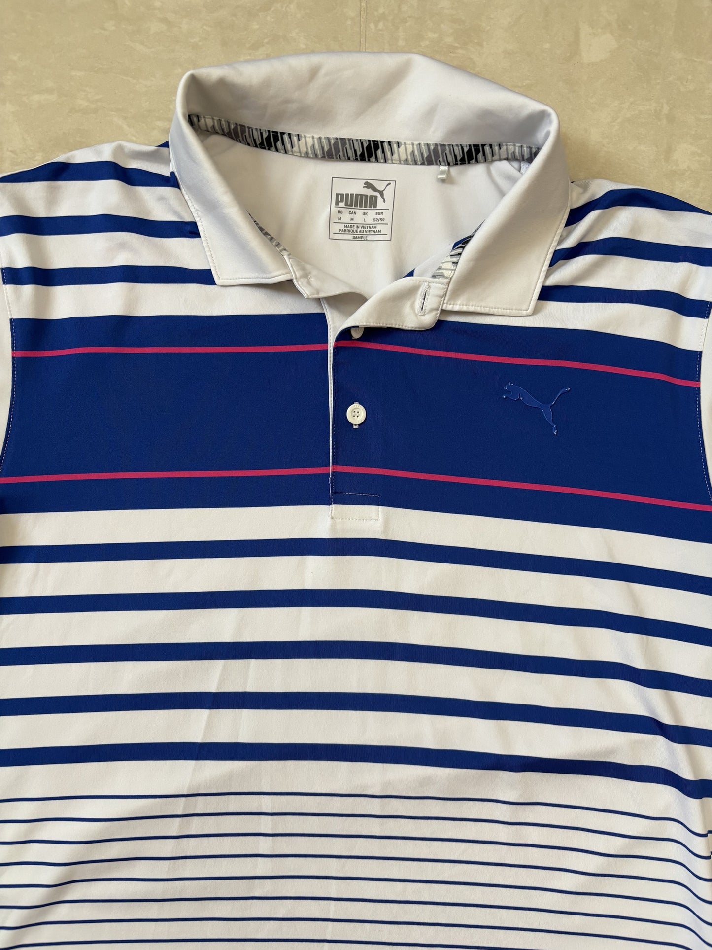 Puma Spotlight Golf Sample Striped Polo Shirt - M