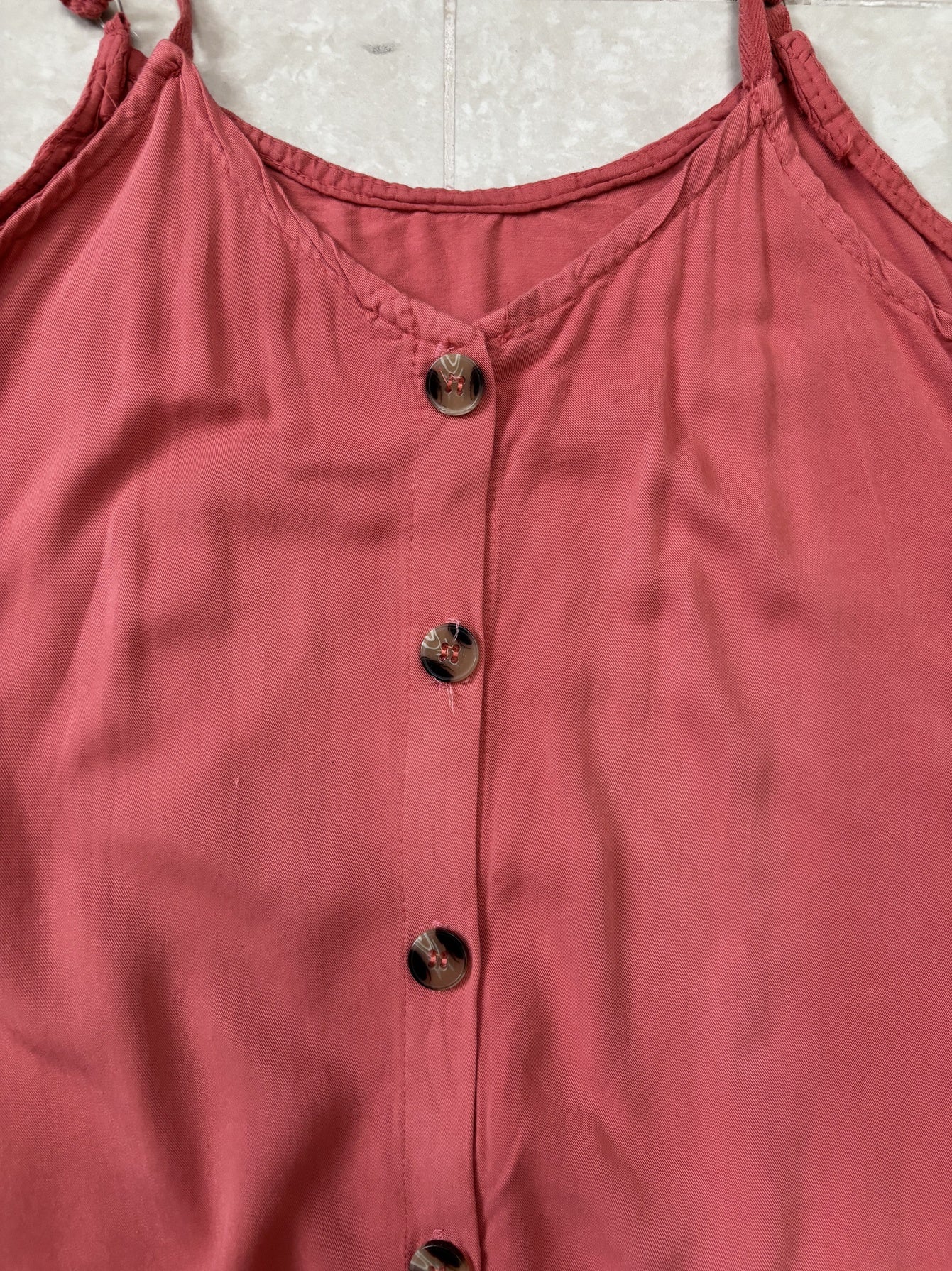 Crane Pink Button Down Sleeveless Cami Top - M